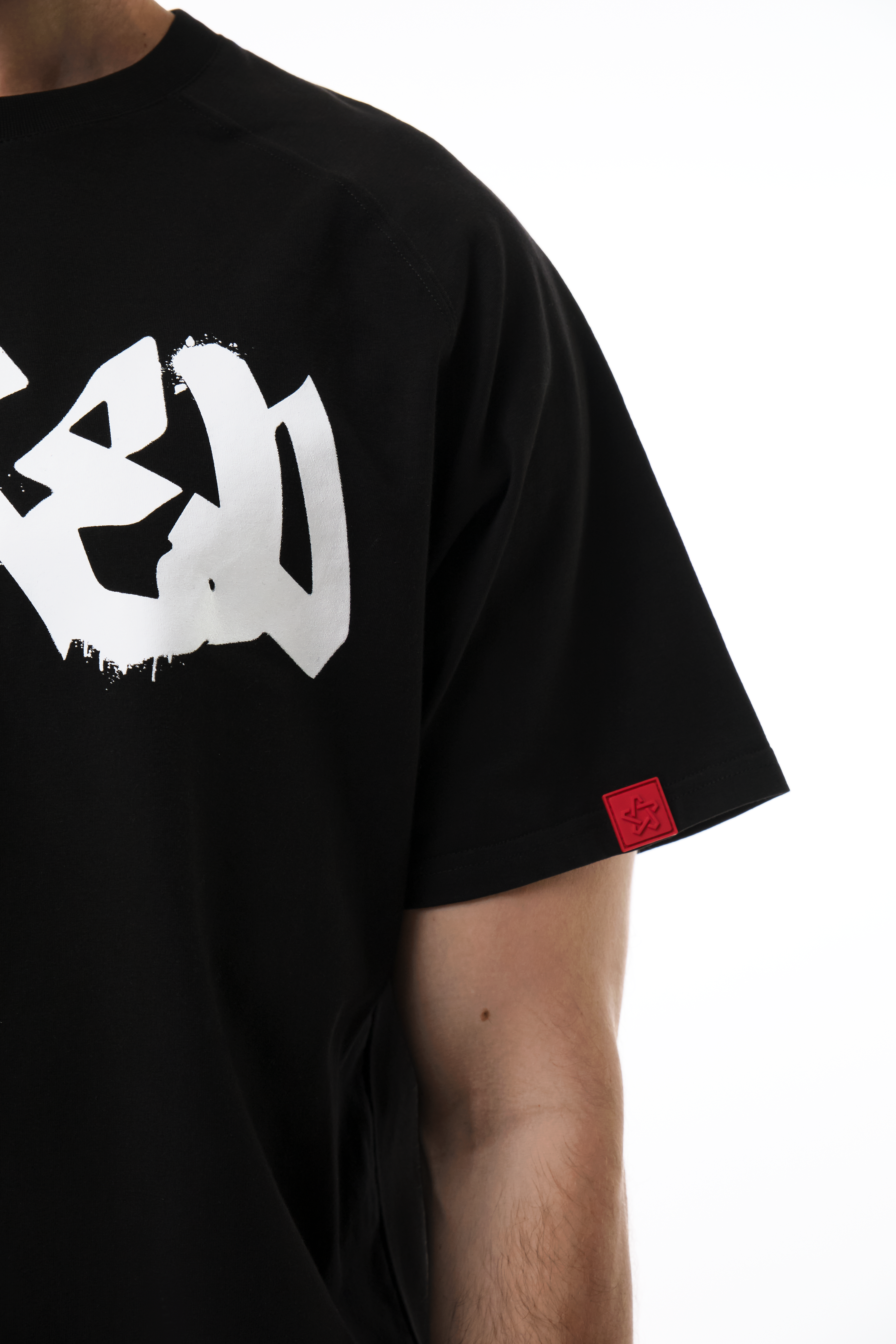 Signature Style Black T-shirt With Red Patch