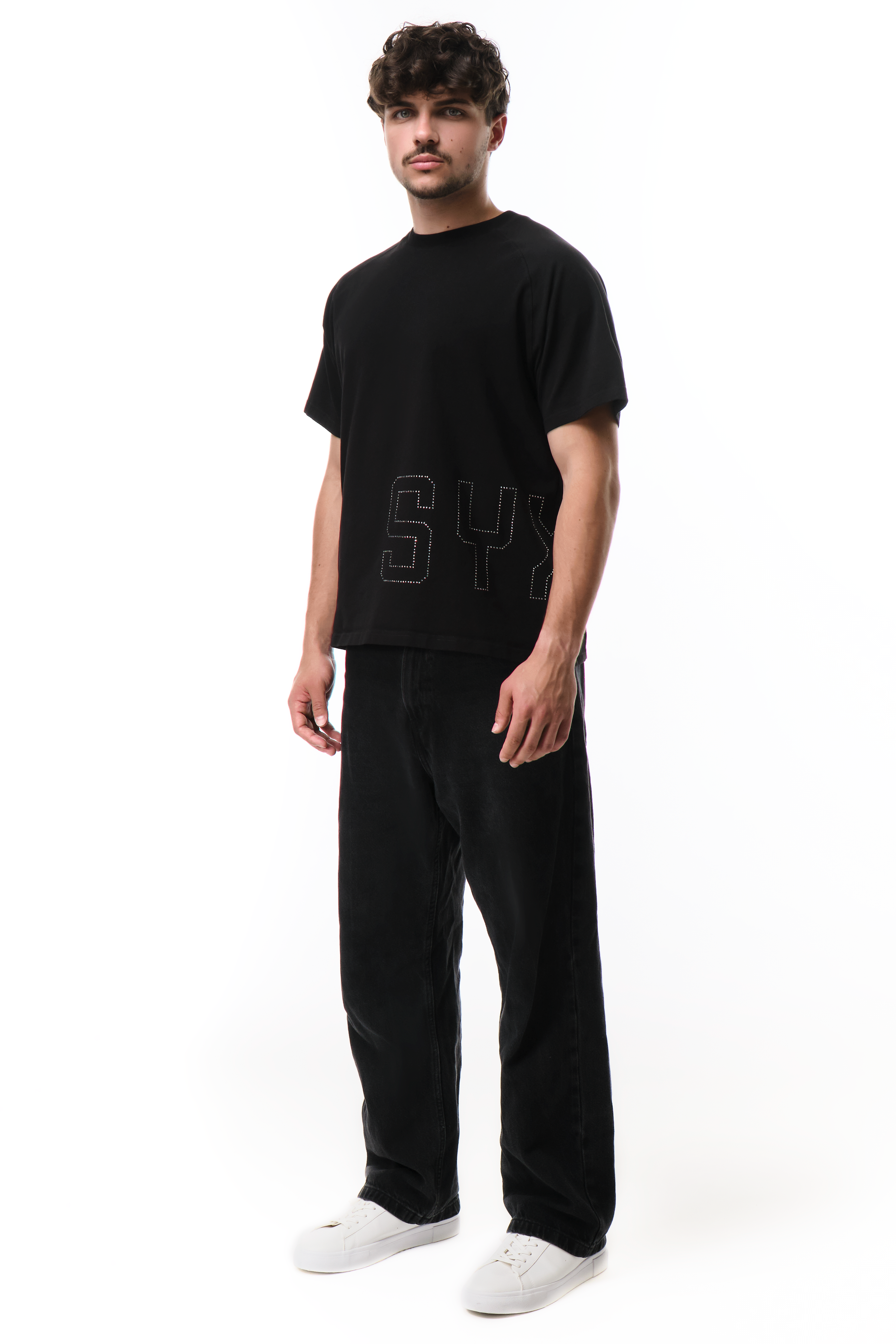 Glitz T-Shirt Black with White gems