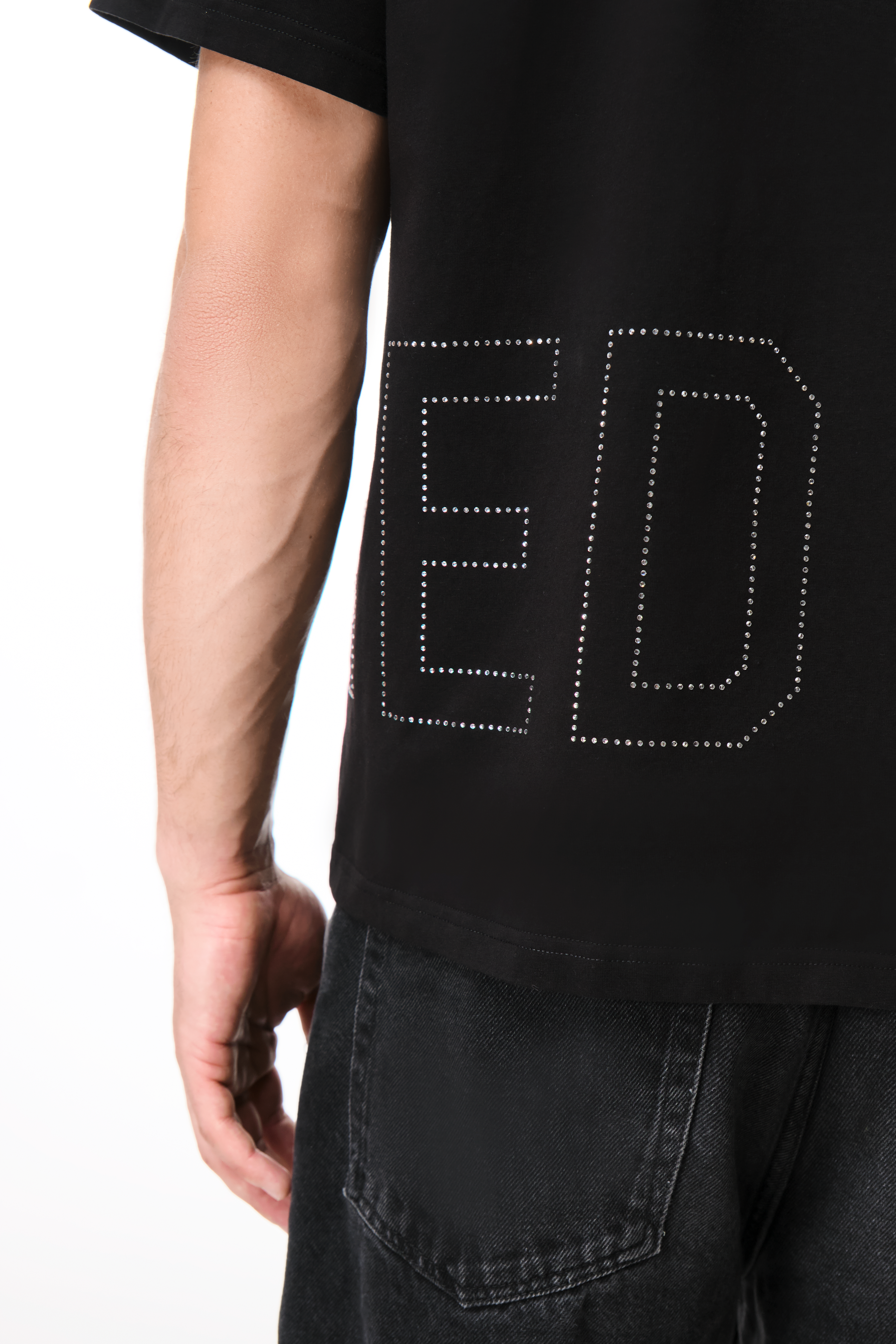 Glitz T-Shirt Black with White gems