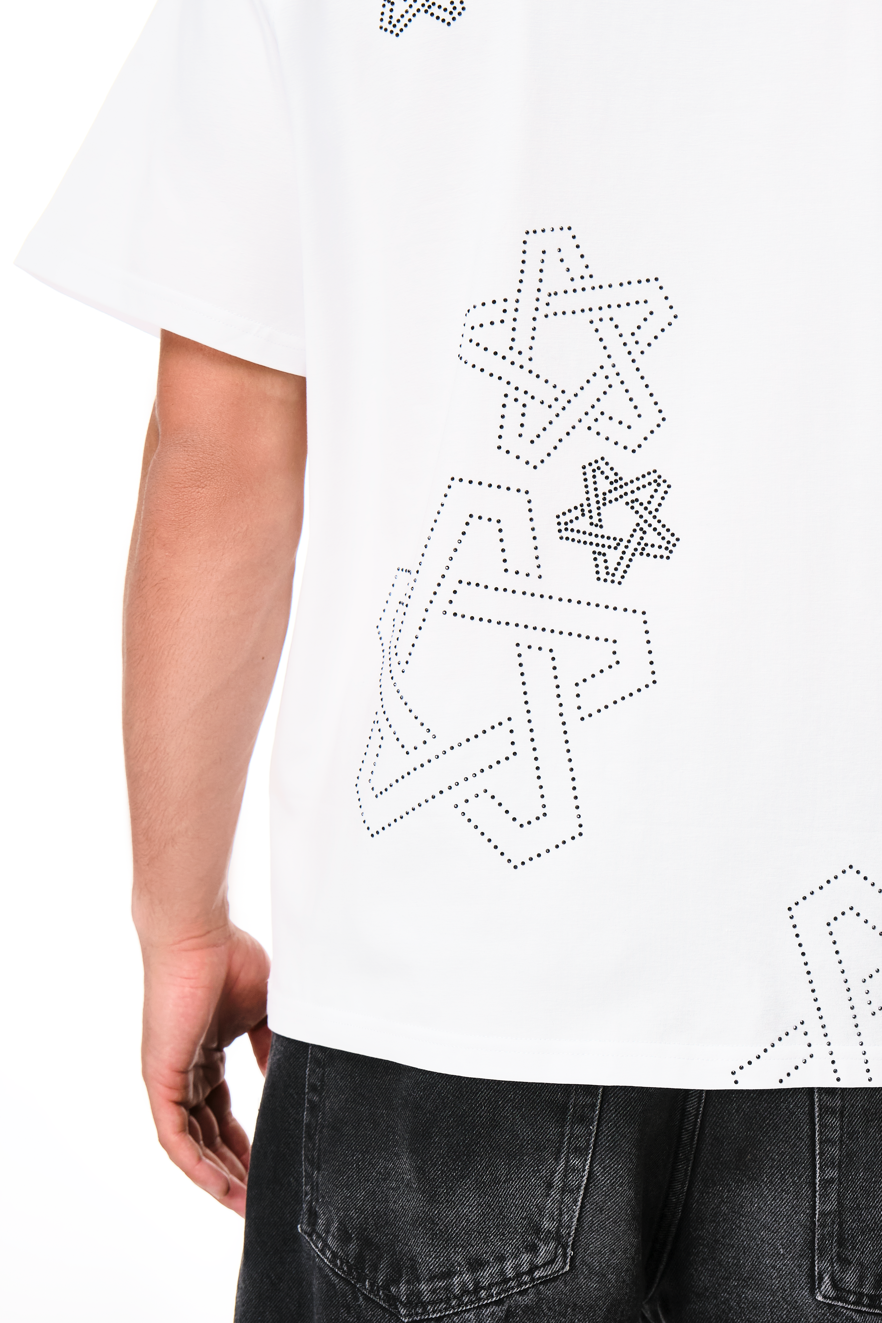 Dazzle T-Shirt White with Black gems