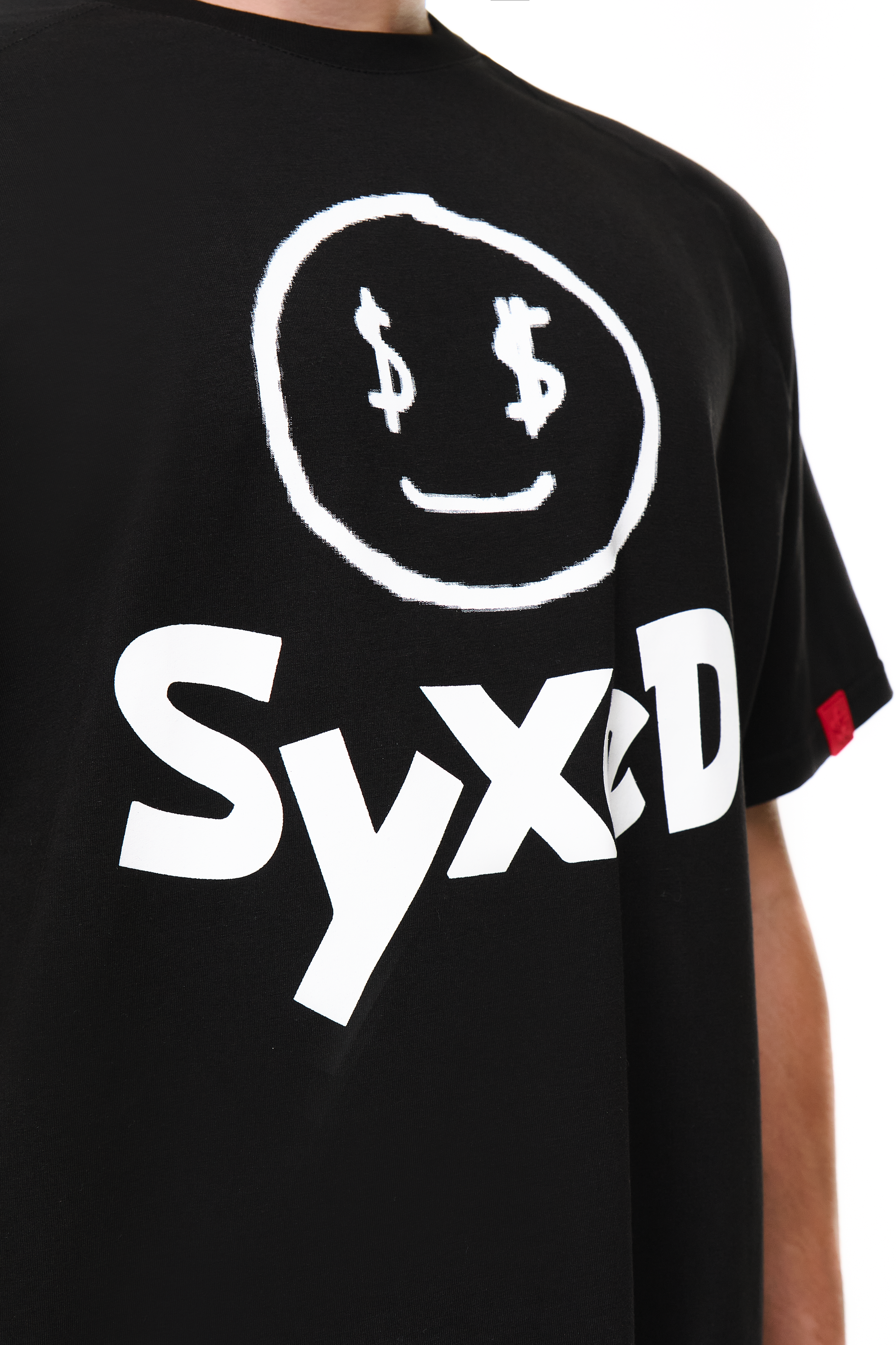 Smileey Black T-Shirt With Red Patch
