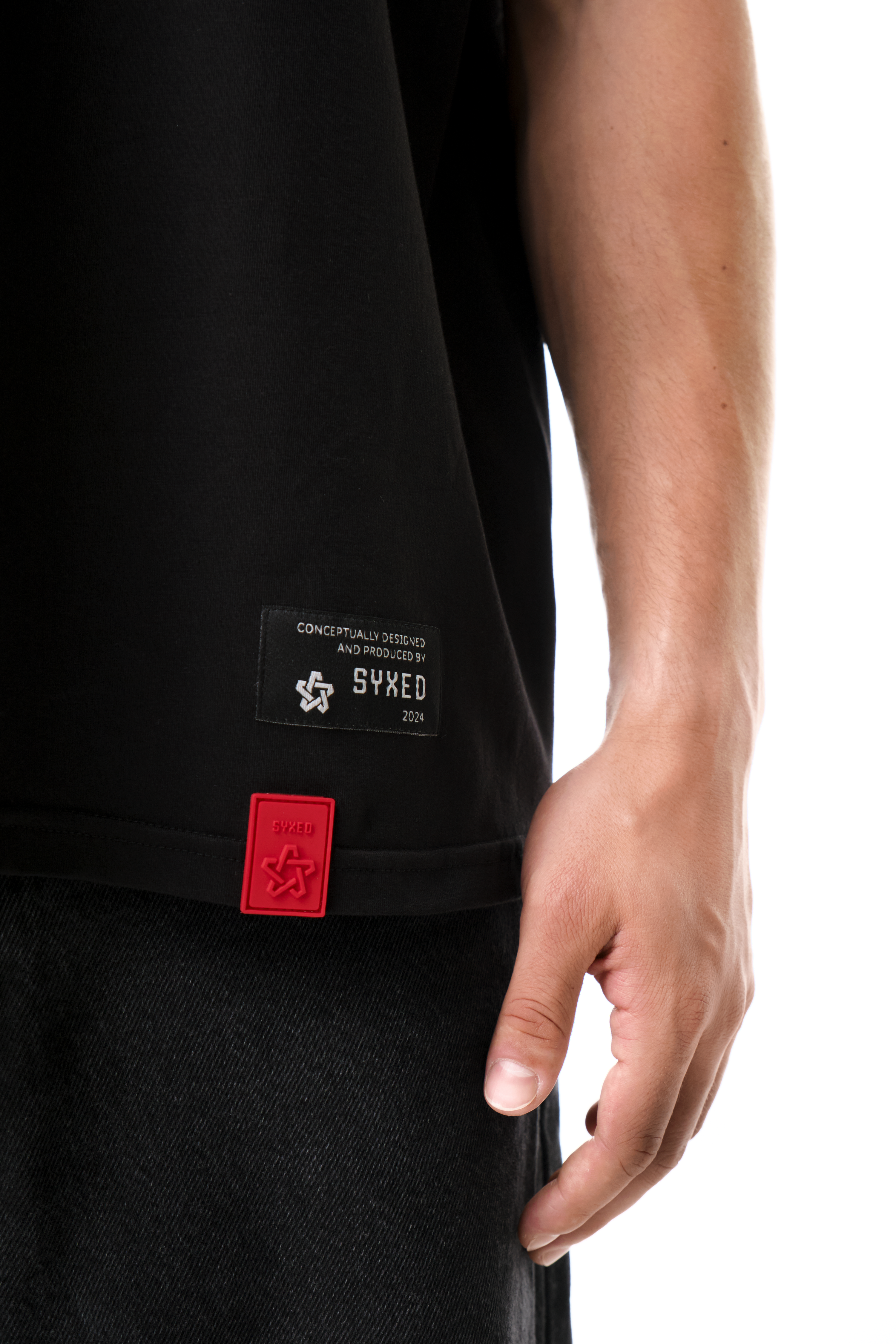 Smileey Black T-Shirt With Red Patch