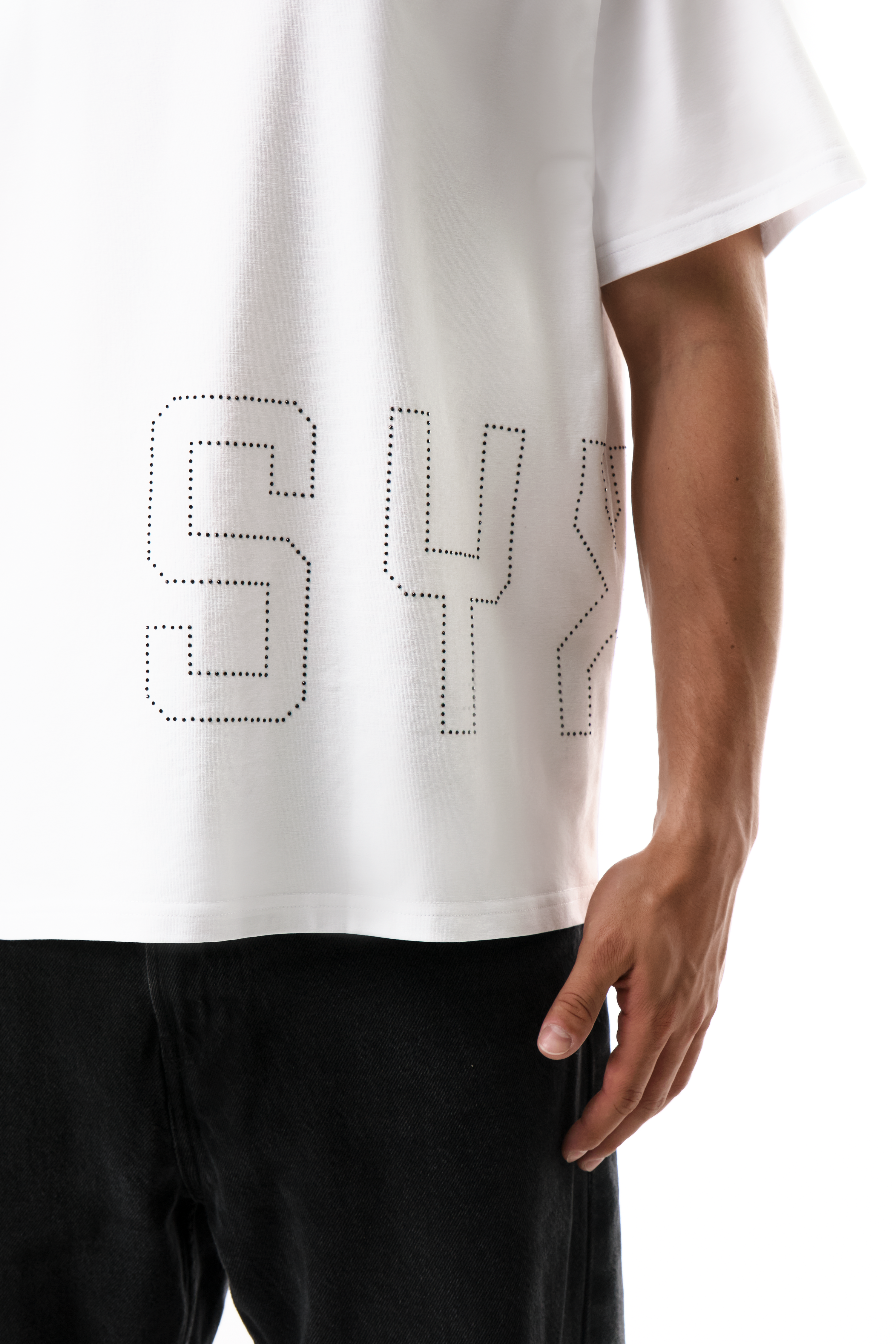 Glitz T-Shirt White with Black gems