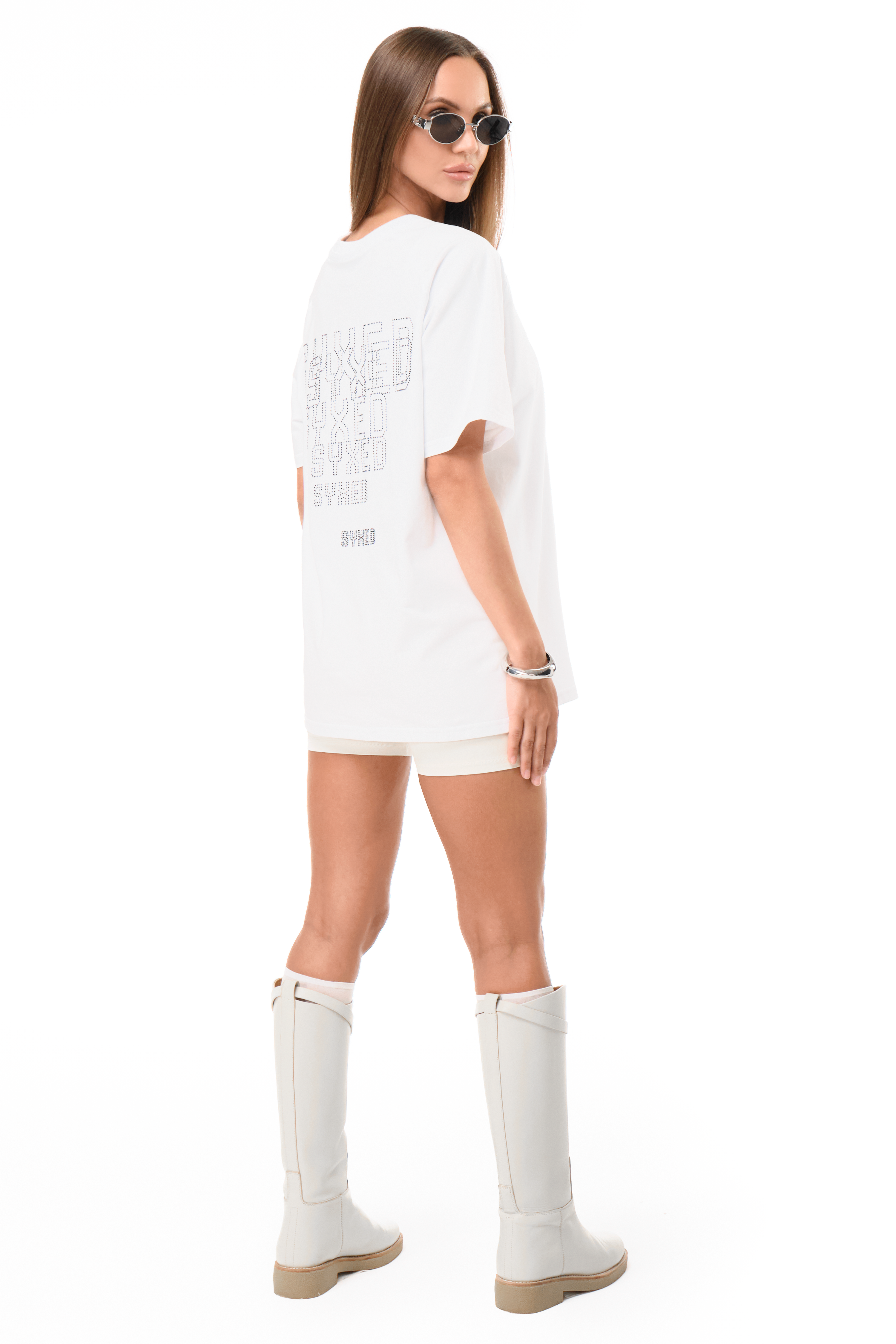 T-Shirt Astra White with Black gems