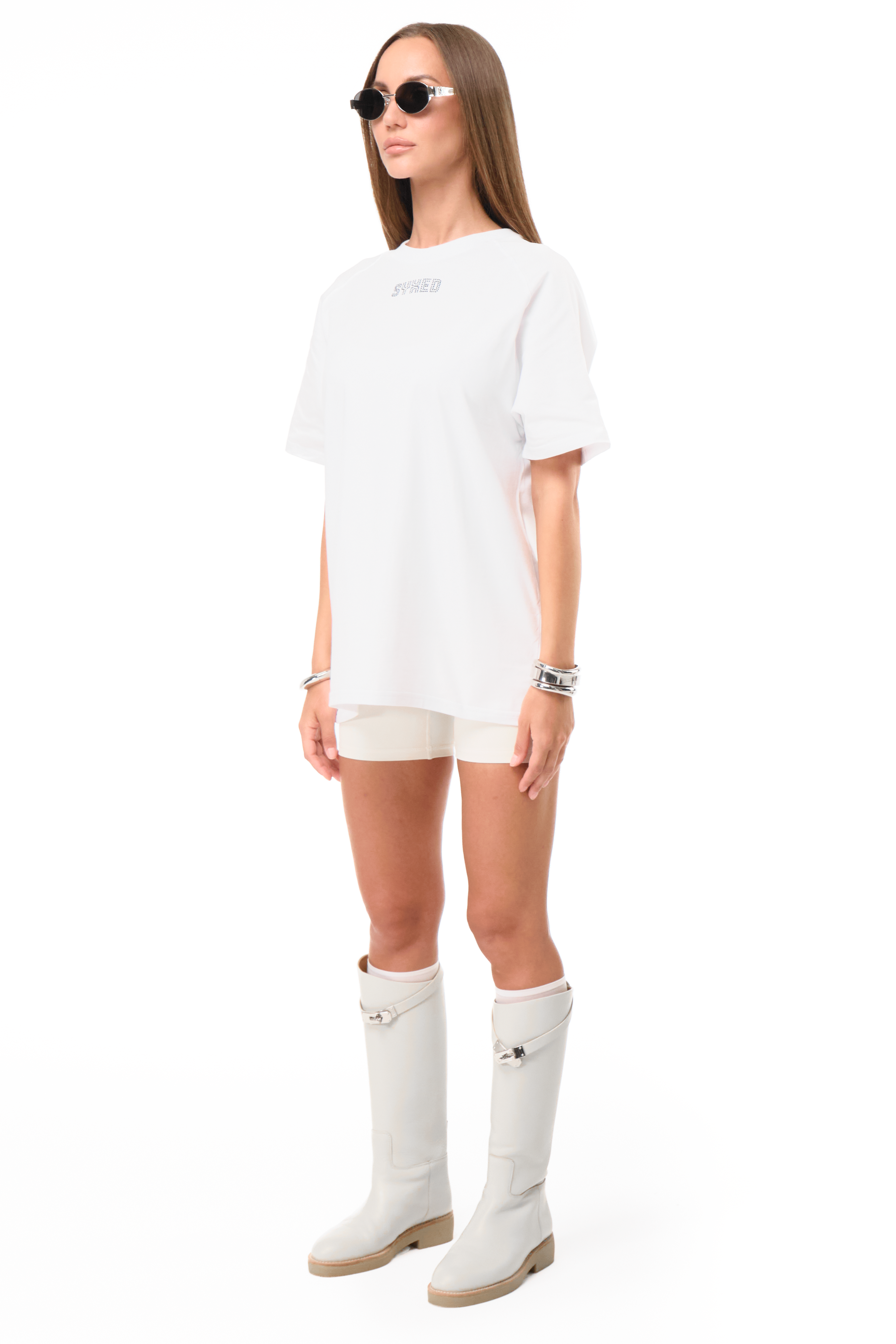 T-Shirt Astra White with Black gems
