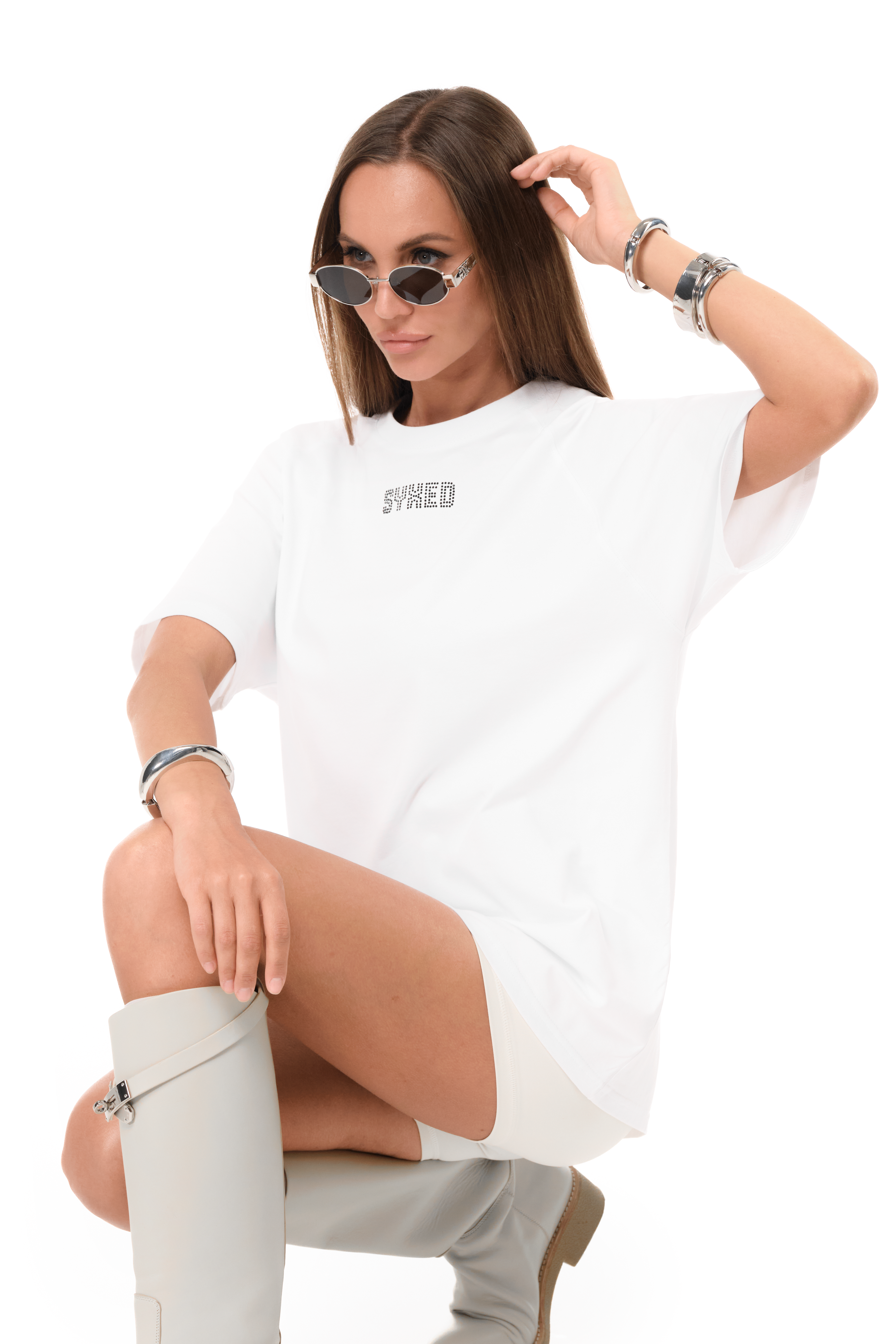 Astra T-Shirt White with Black gems