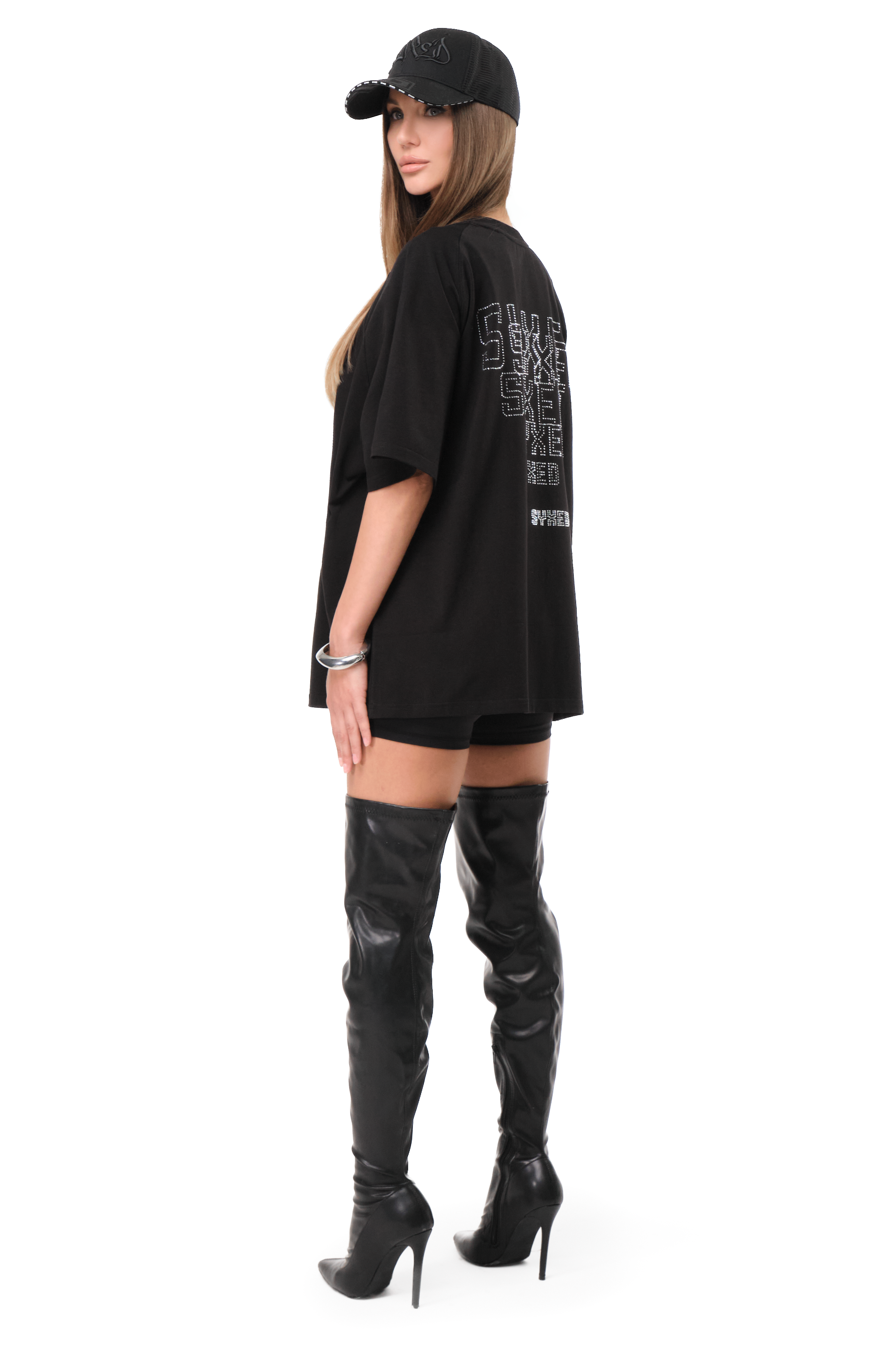 T-Shirt Astra Black with White gems