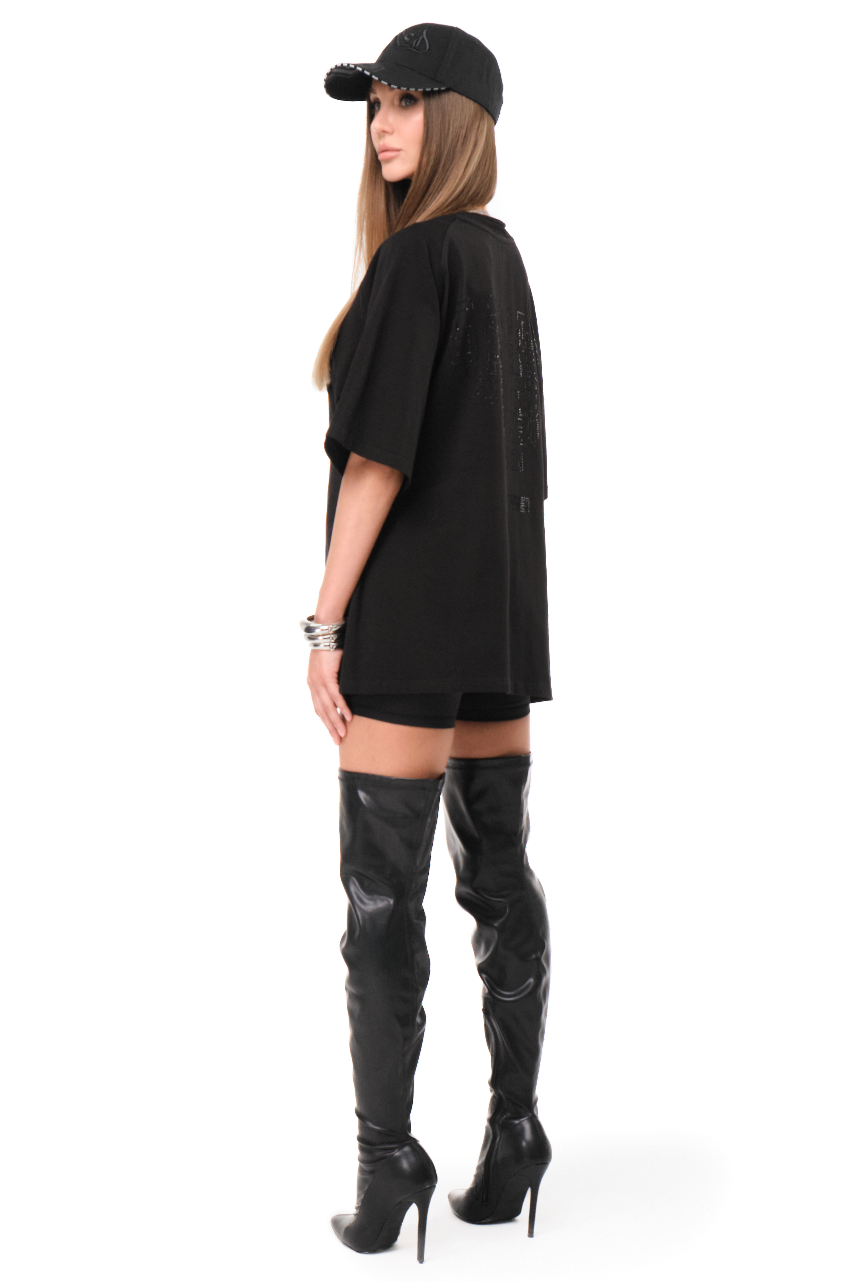 T-Shirt Astra Black with Black gems