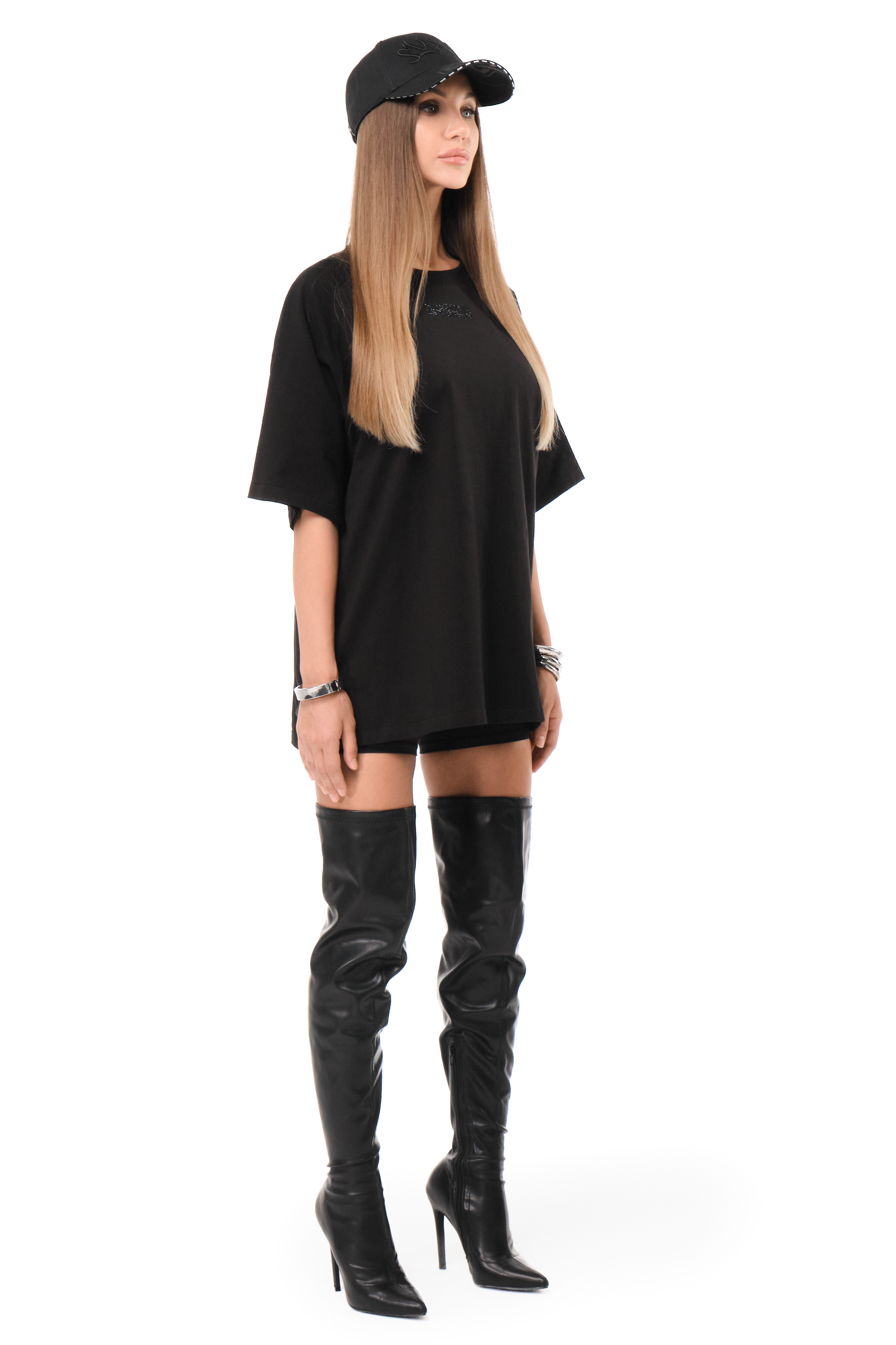 T-Shirt Astra Black with Black gems