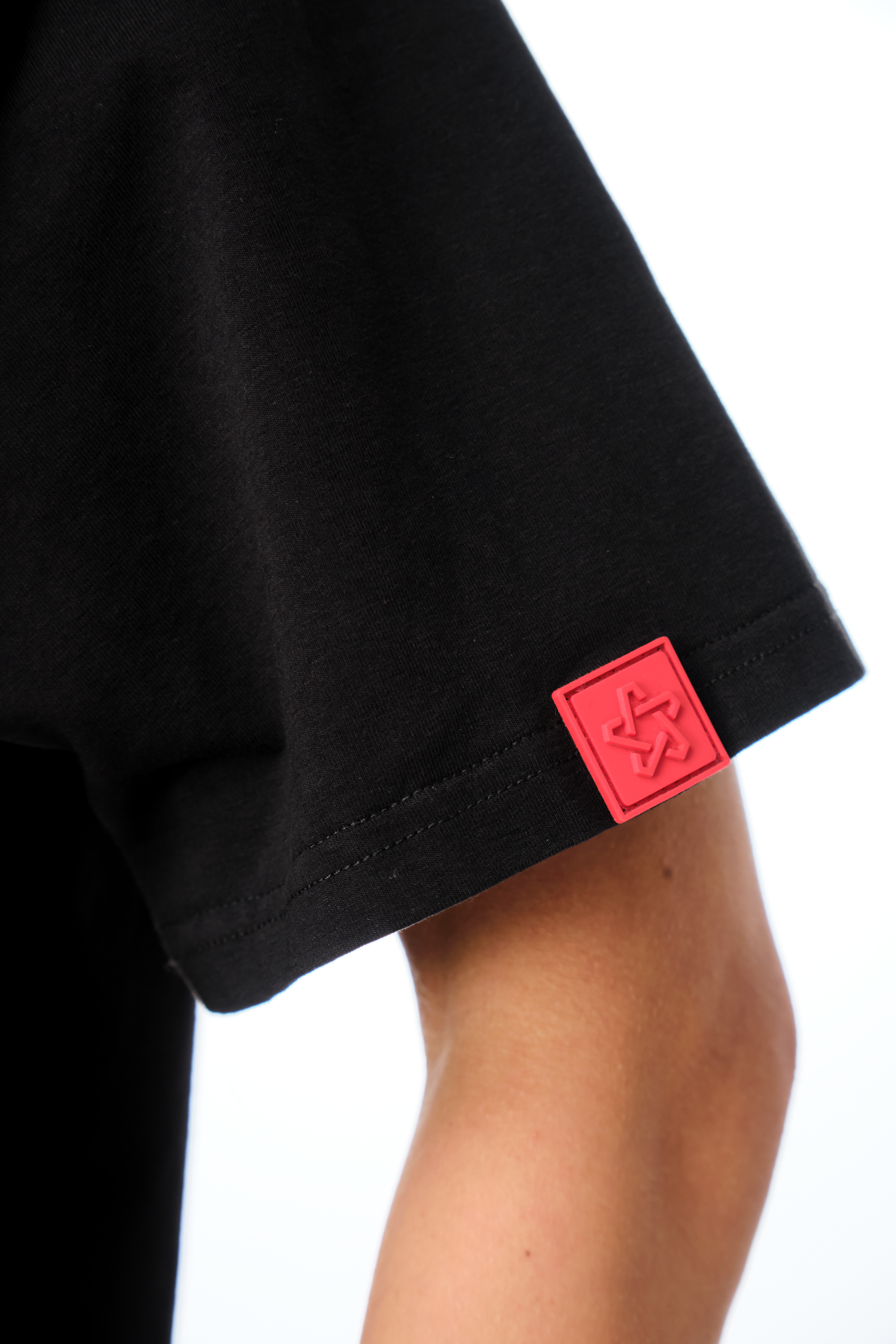 Smileey Black T-Shirt With Red Patch