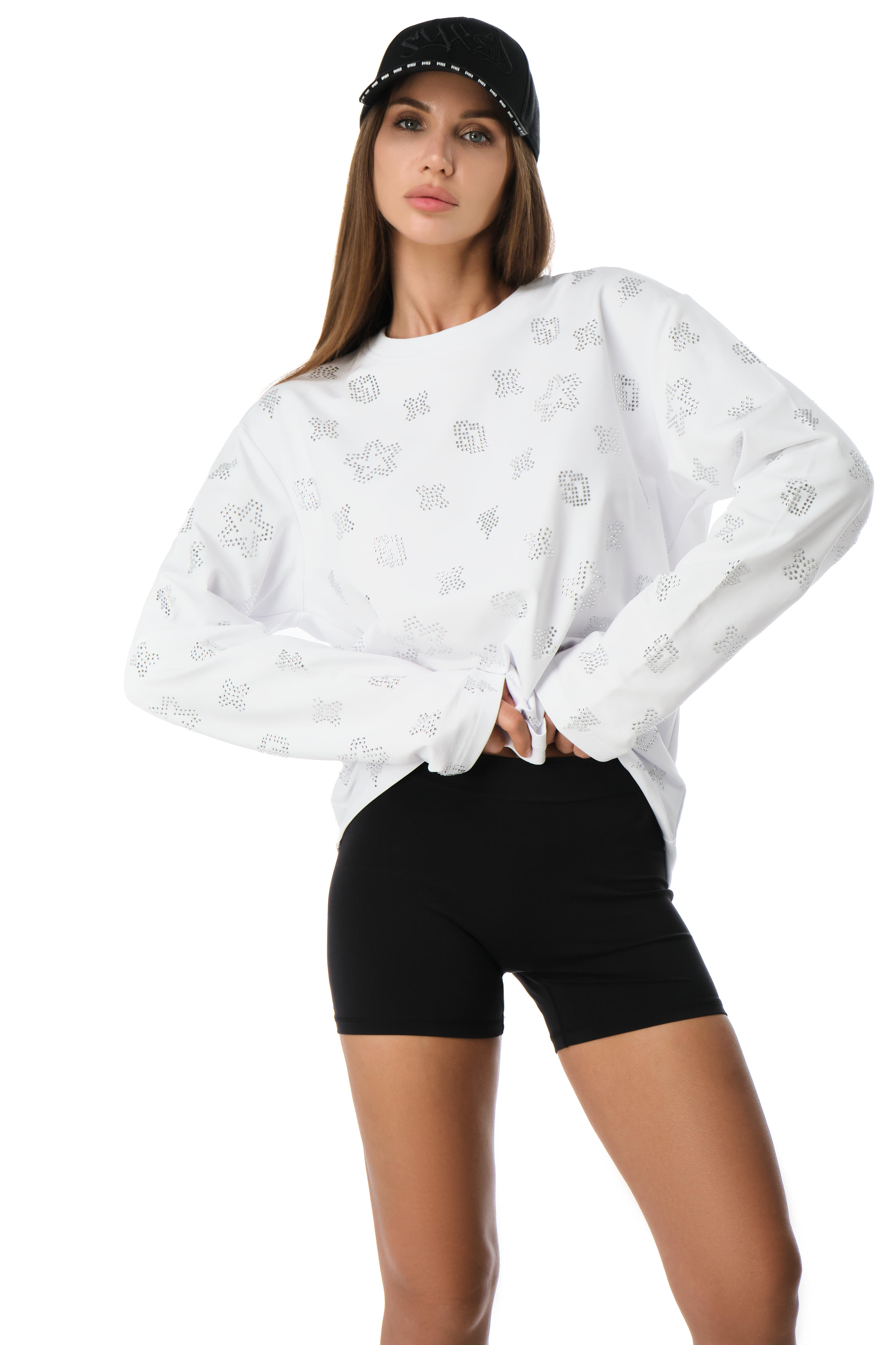 Cashier White Longsleeve with White gems