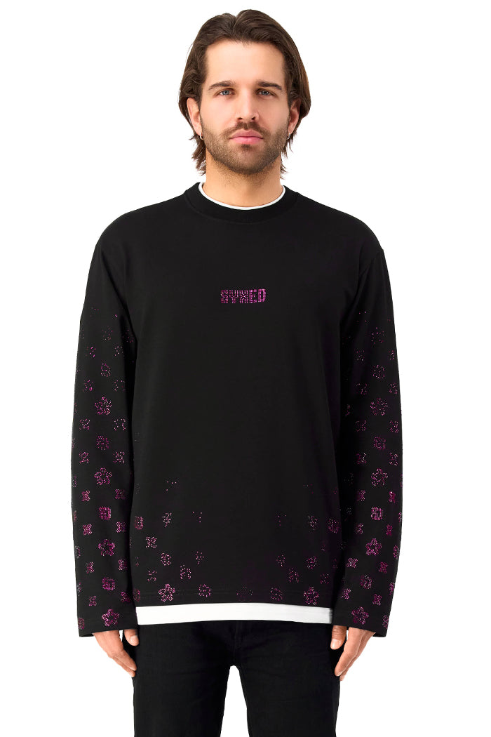 Gemstones Longsleeve Black with Red Gems