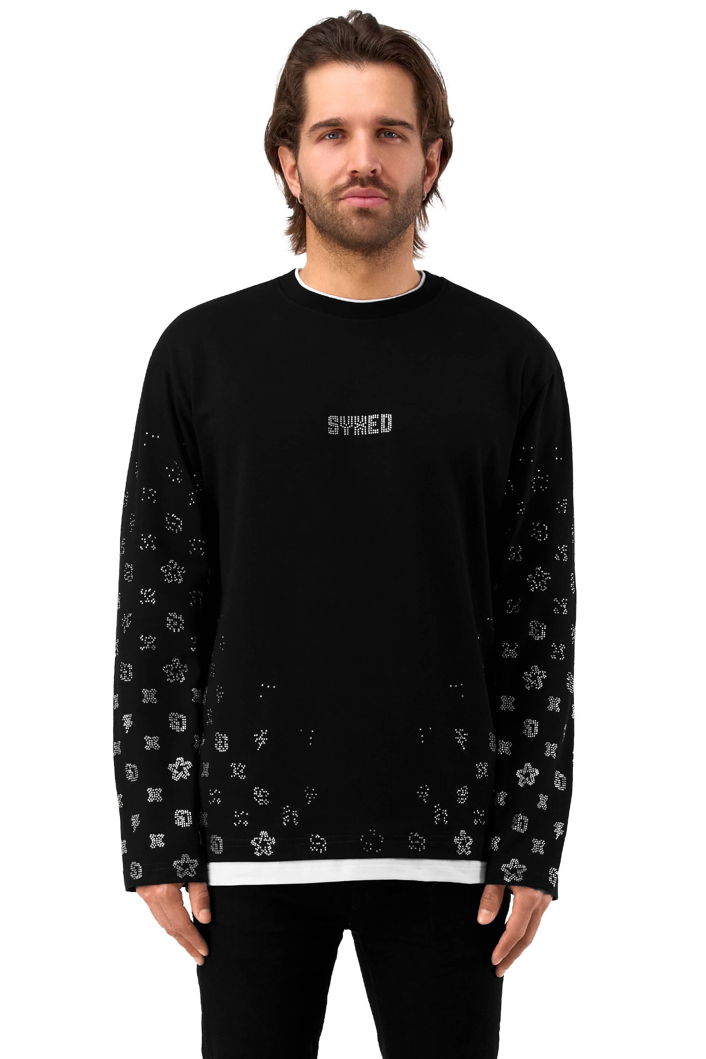 Gemstones Longsleeve Black with White Gems