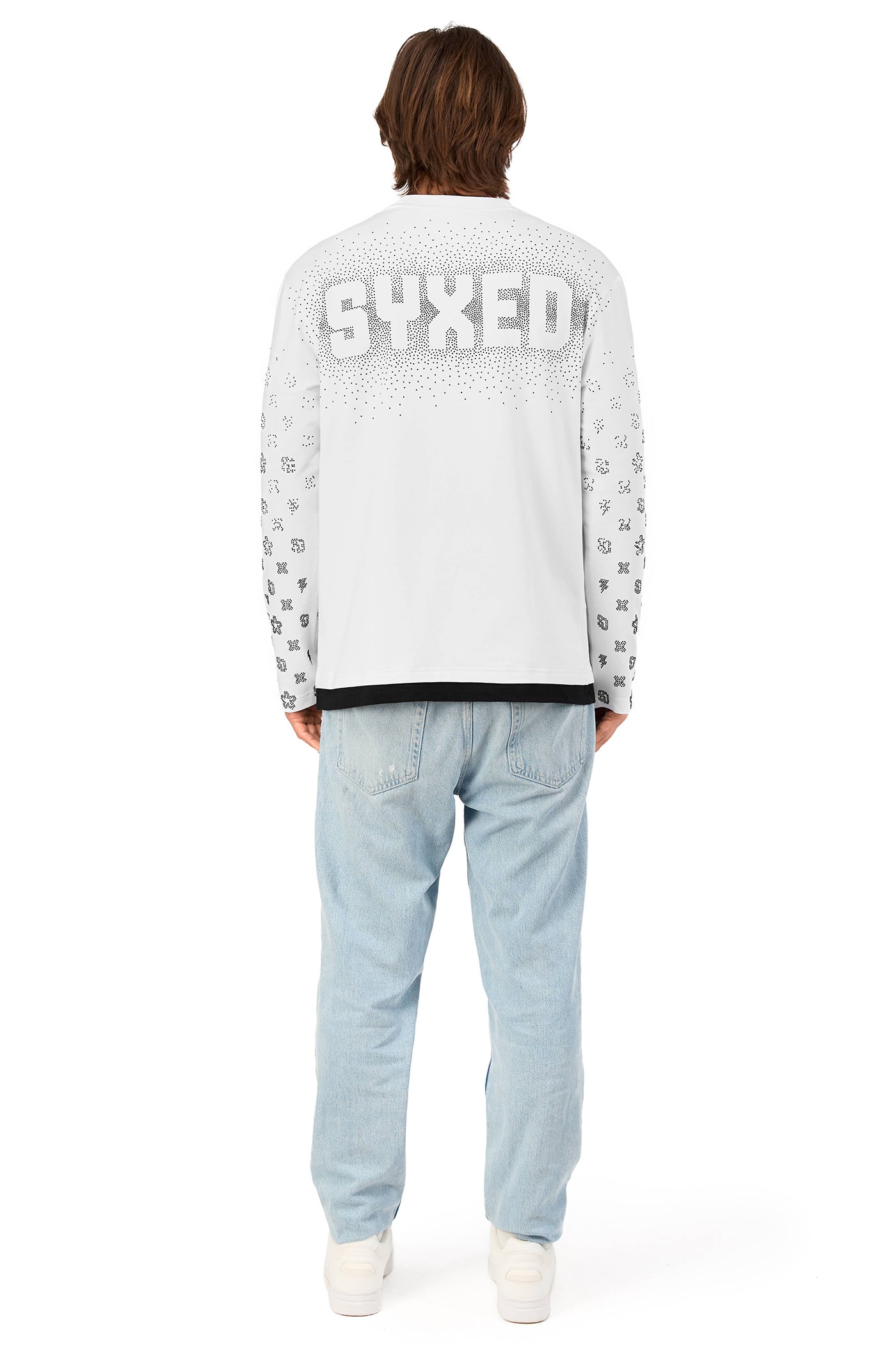 Gemstones Longsleeve White with Black Gems