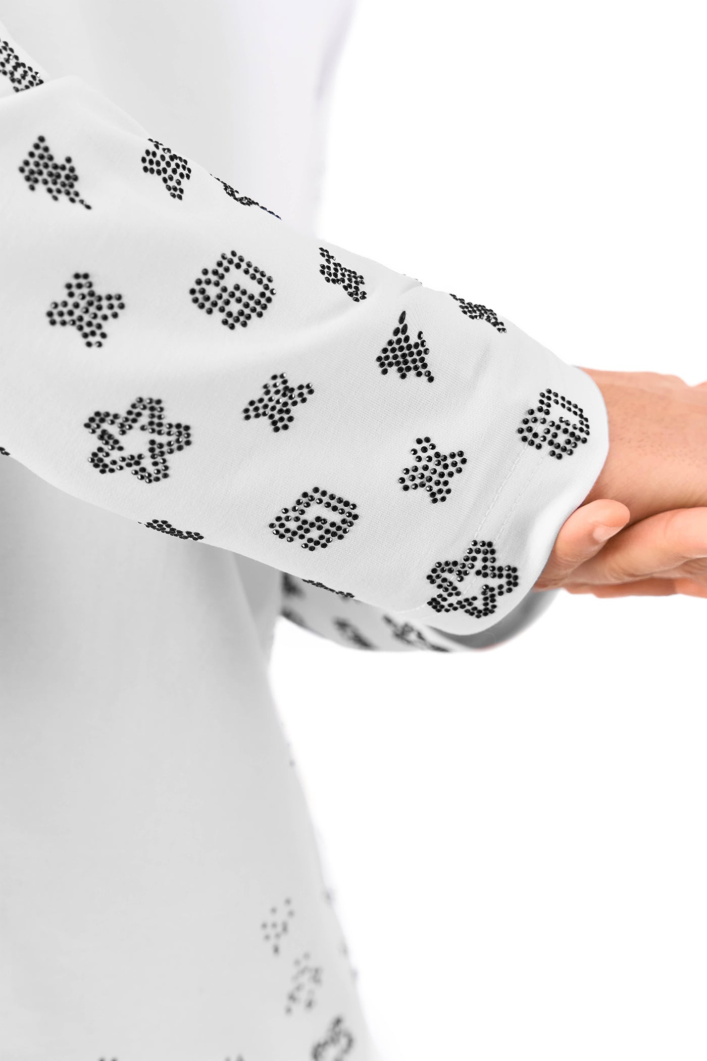 Gemstones Longsleeve White with Black Gems