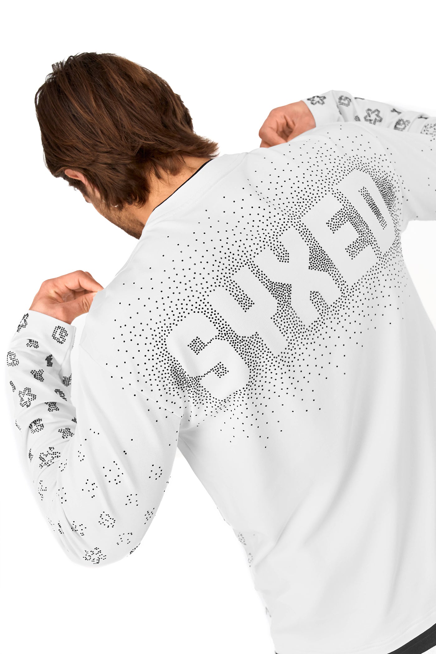 Gemstones Longsleeve White with Black Gems