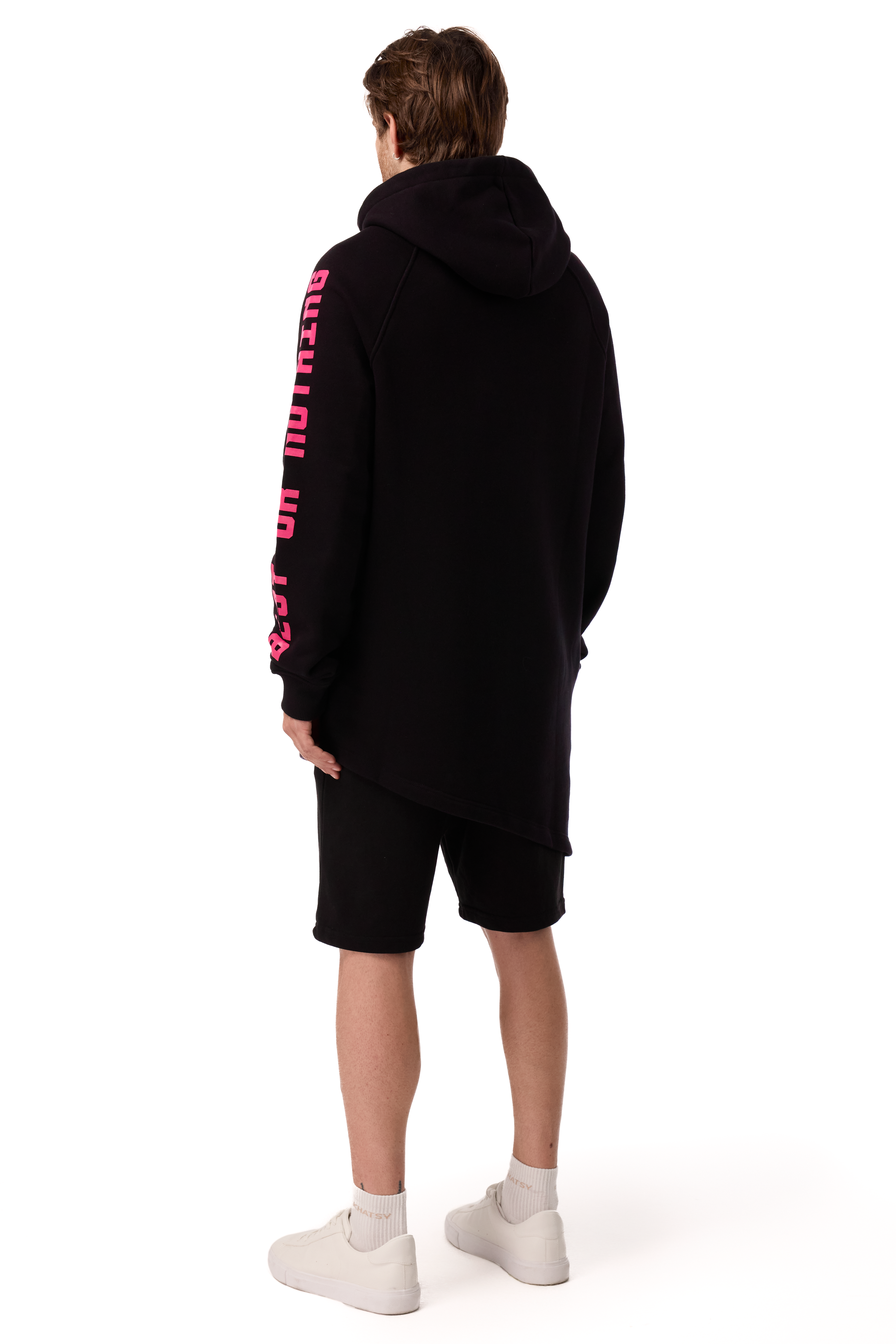 Longcut Black Hoodie Pink