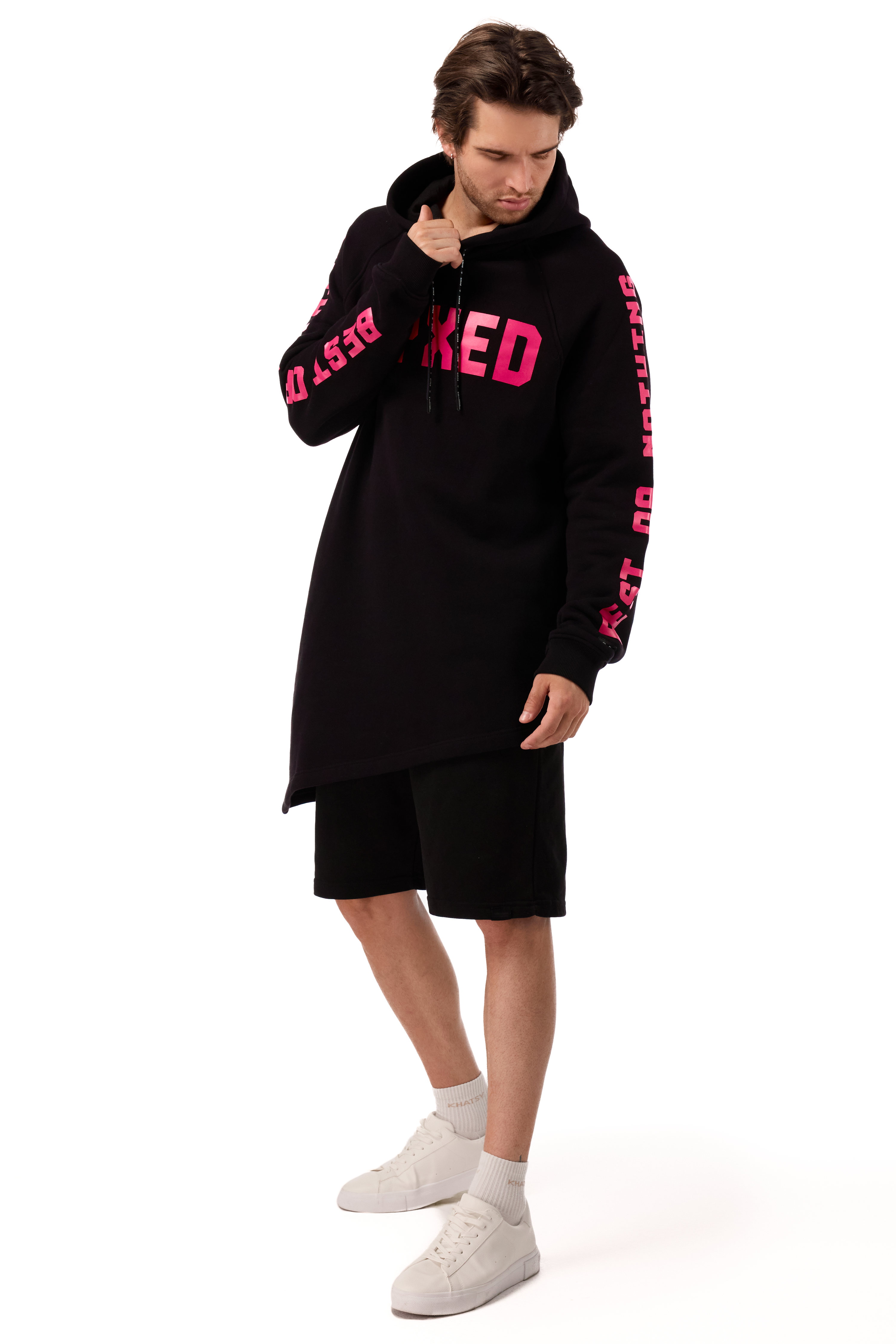 Longcut Black Hoodie Pink