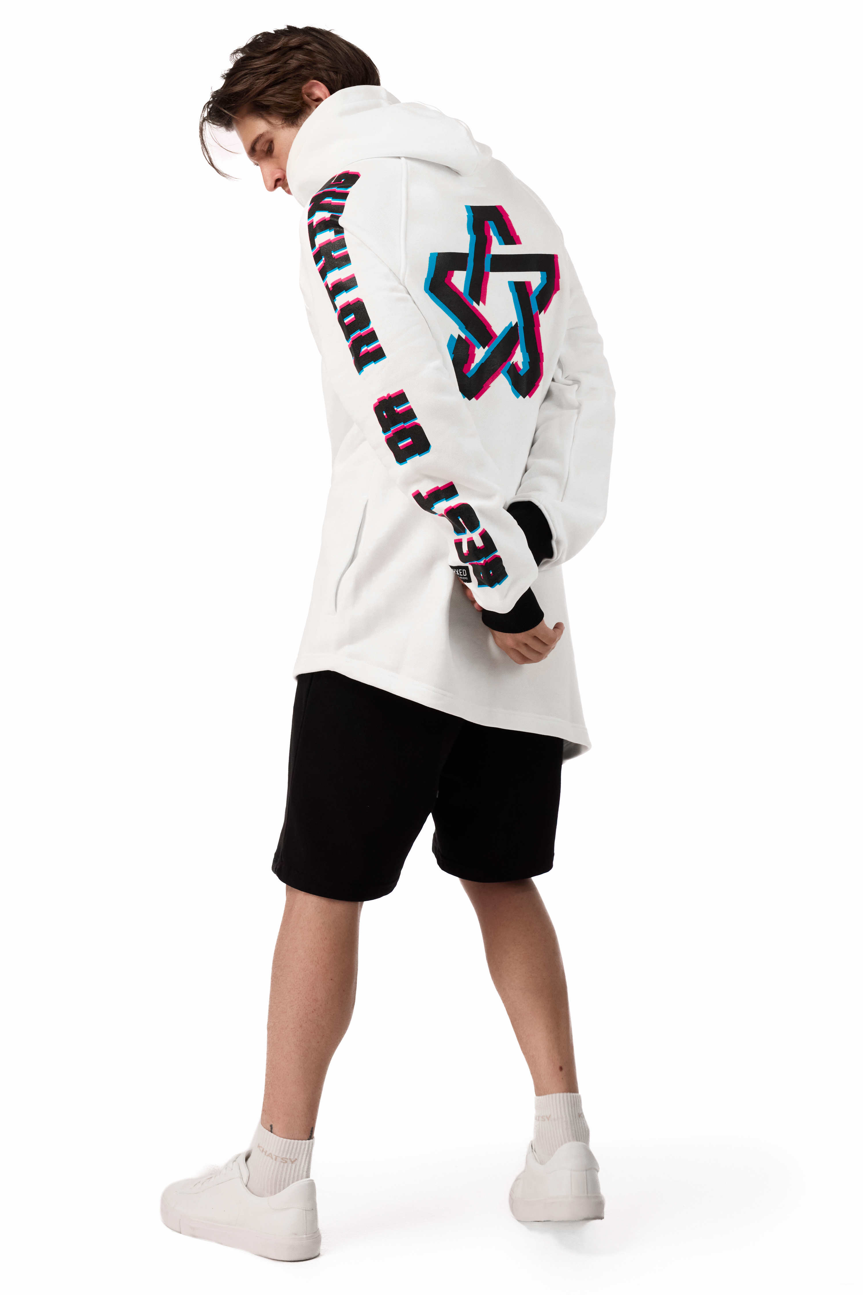 Longcut White Hoodie B&W