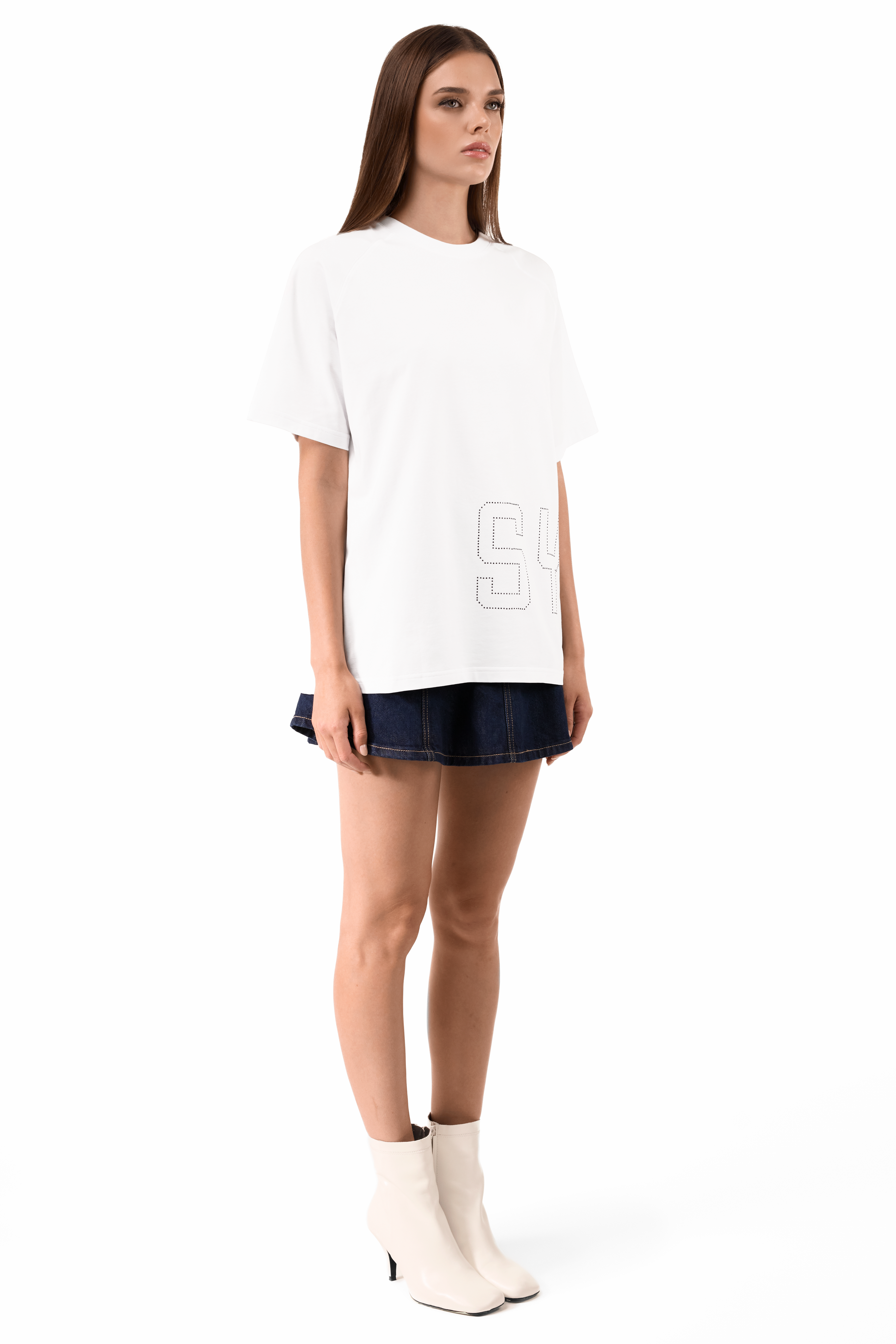 Glitz T-Shirt White with Black gems