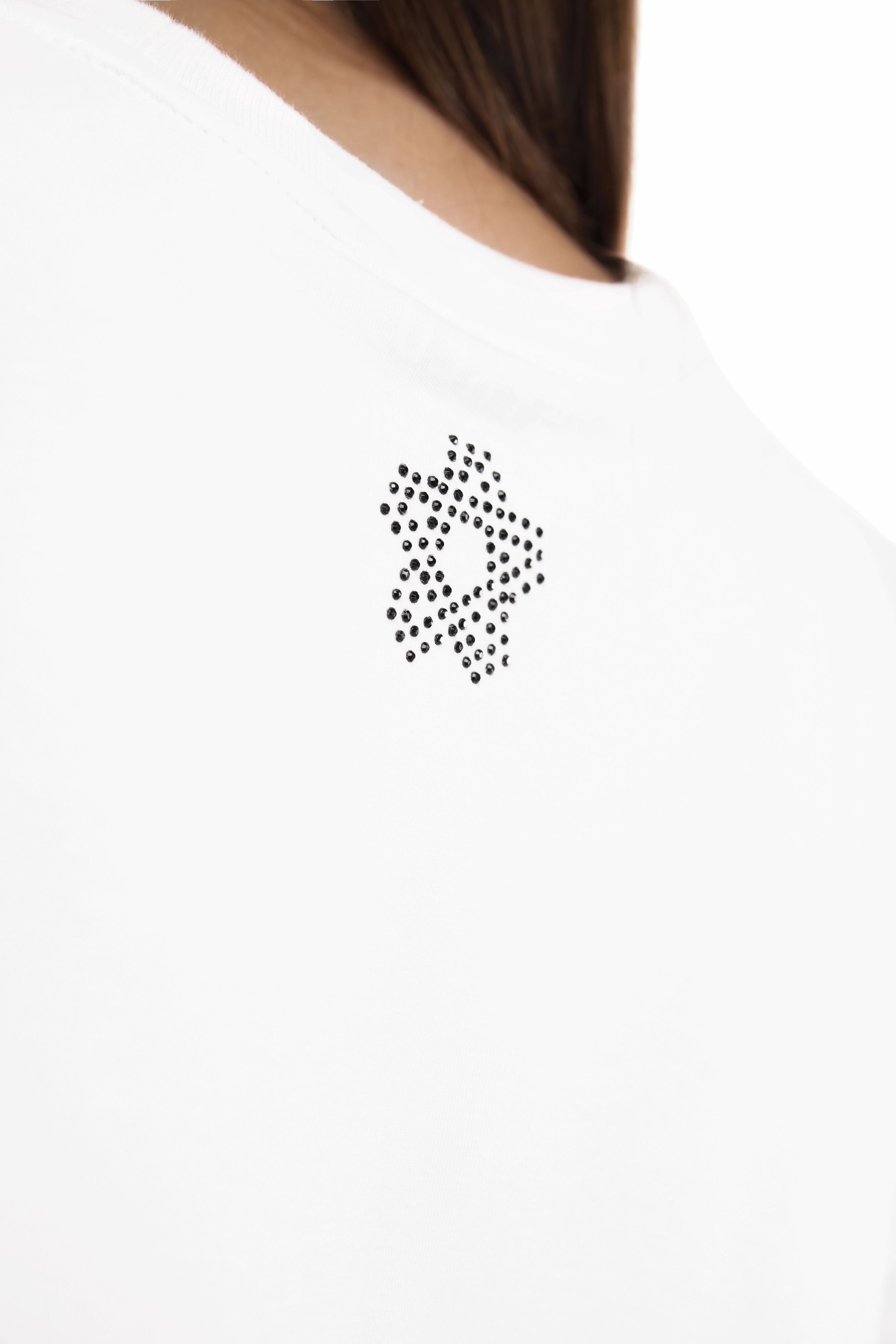 Glitz T-Shirt White with Black gems