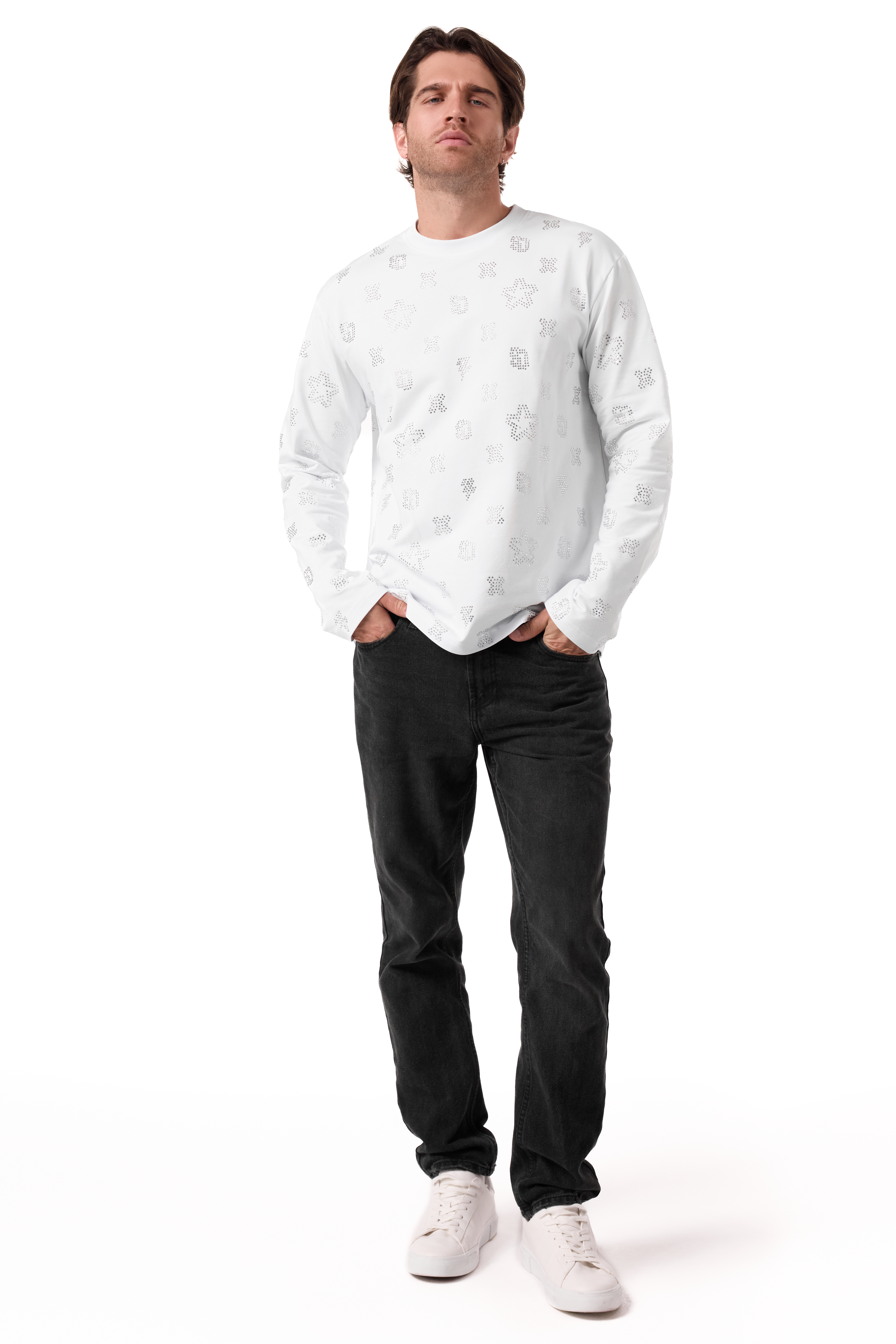Cashier White Longsleeve with White gems