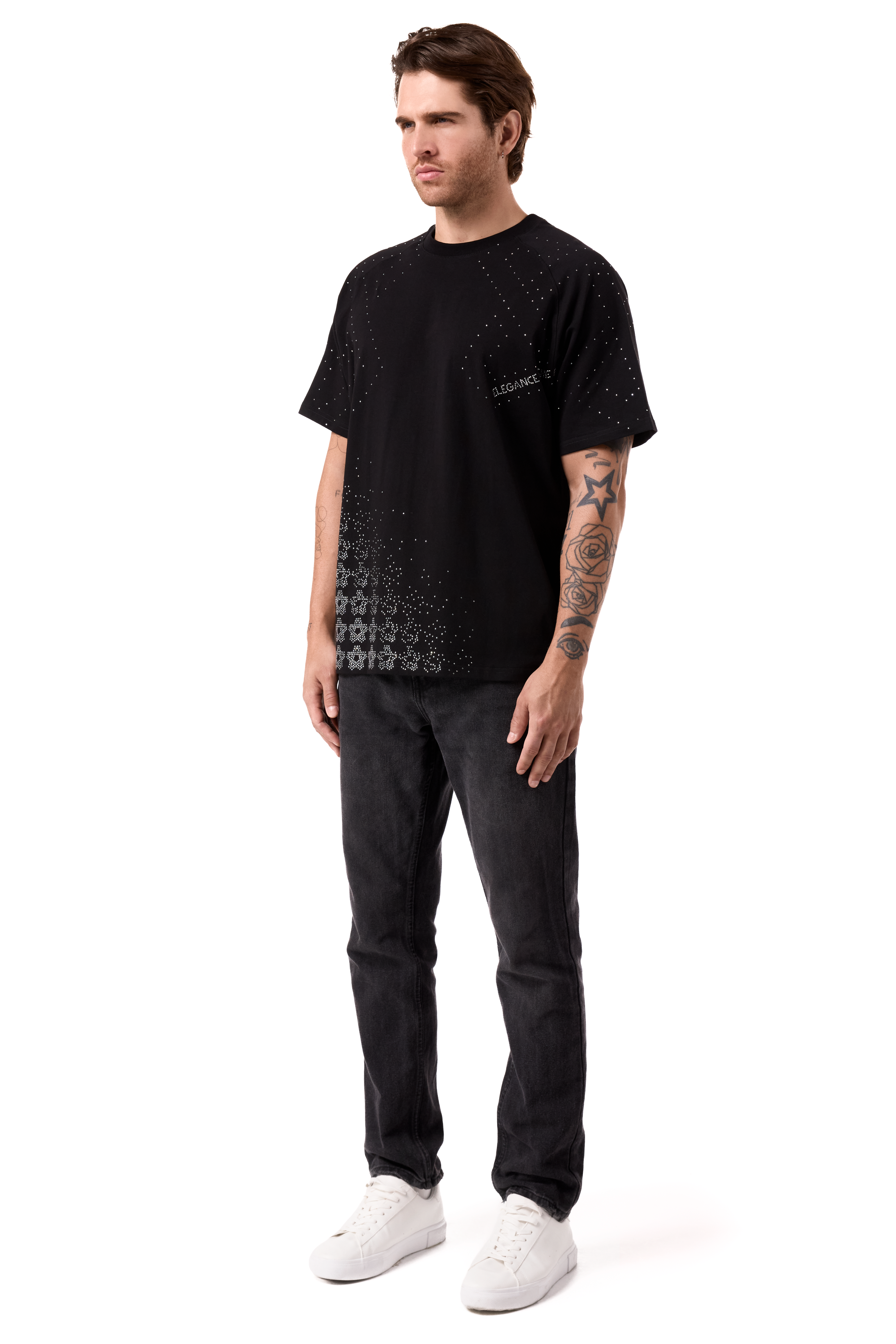 Lumina T-Shirt Black with White gems