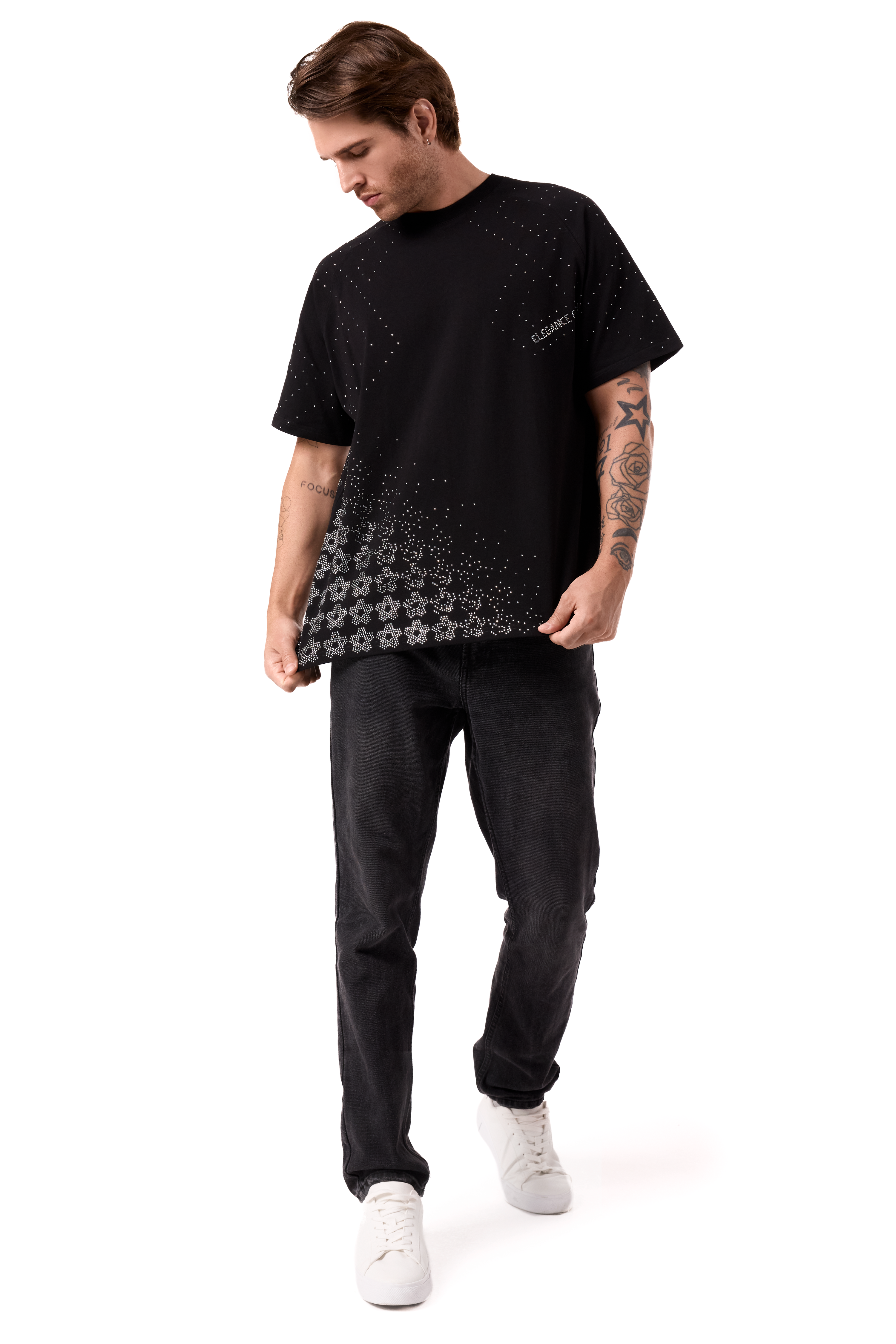 Lumina T-Shirt Black with White gems