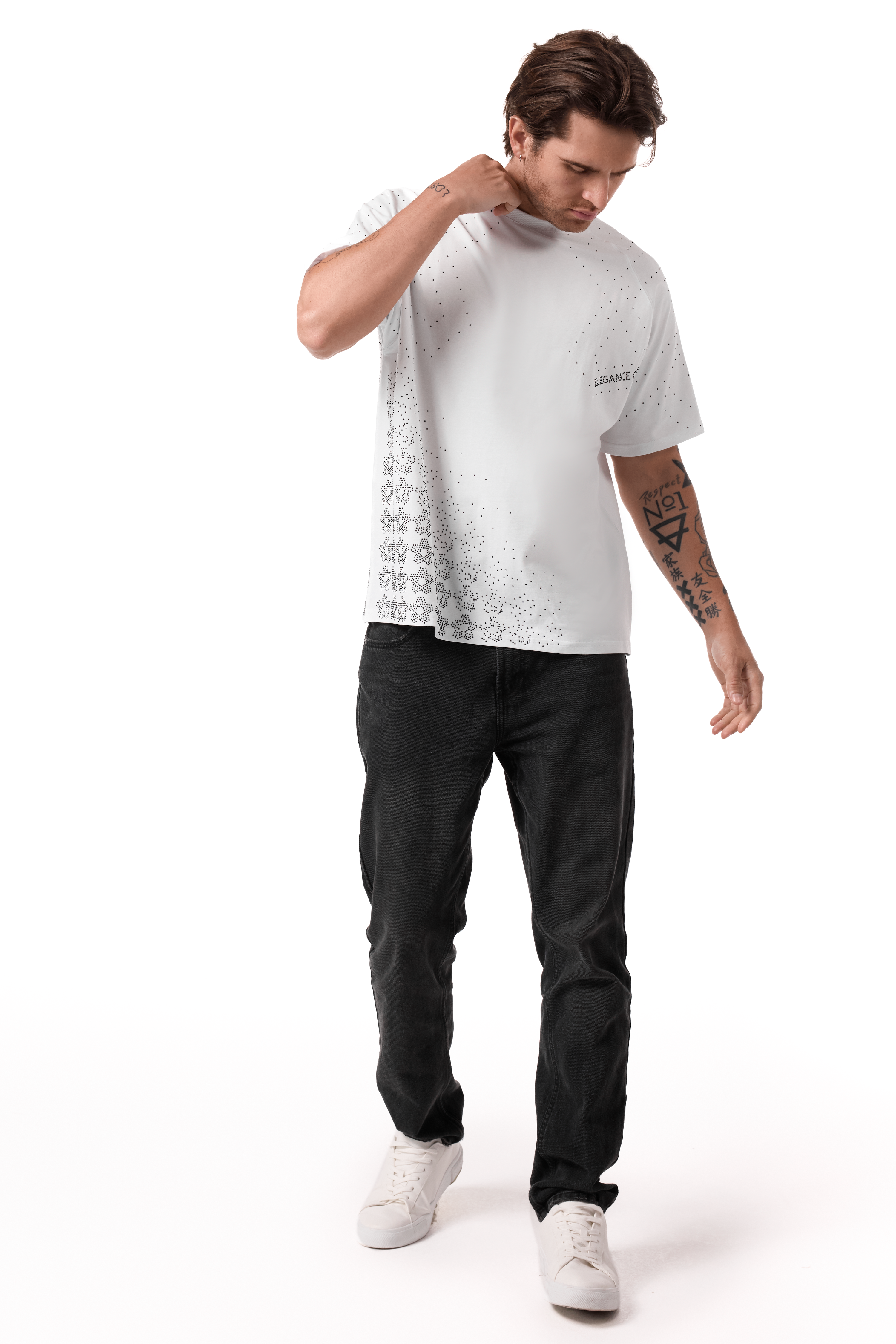 Lumina T-Shirt White with Black gems