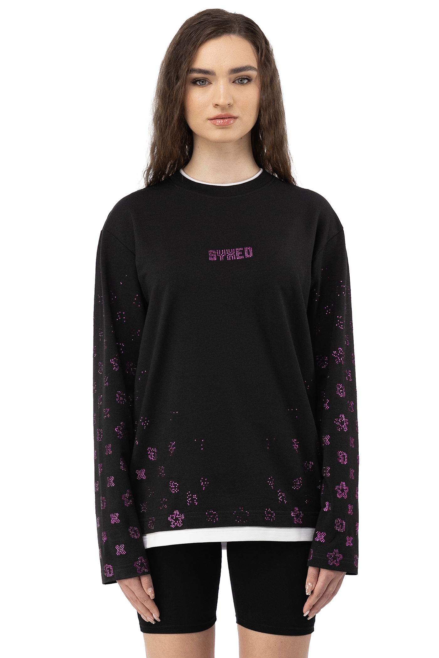Longsleeve Gemstones Black with Red Gems