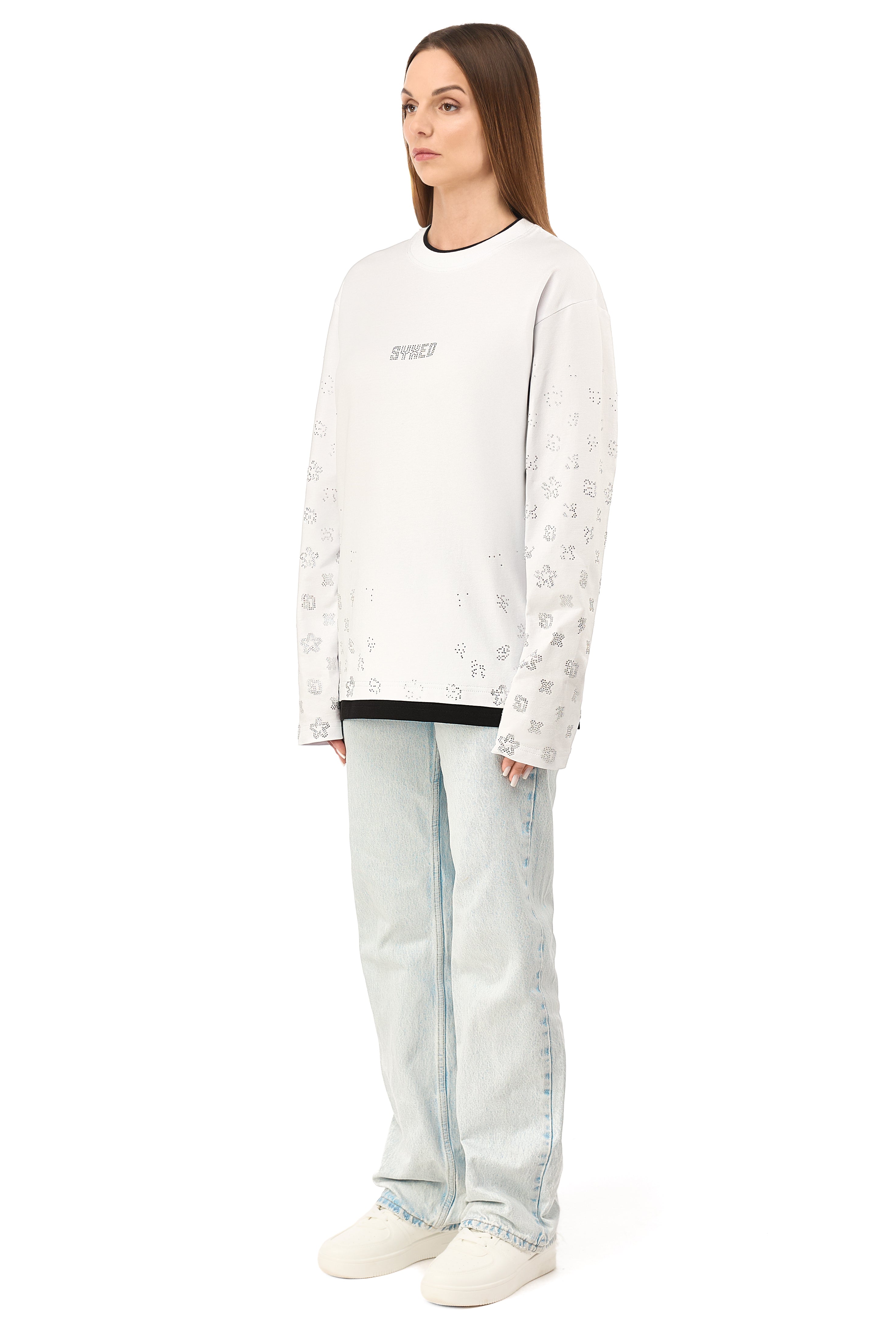 Longsleeve Gemstones White with White Gems