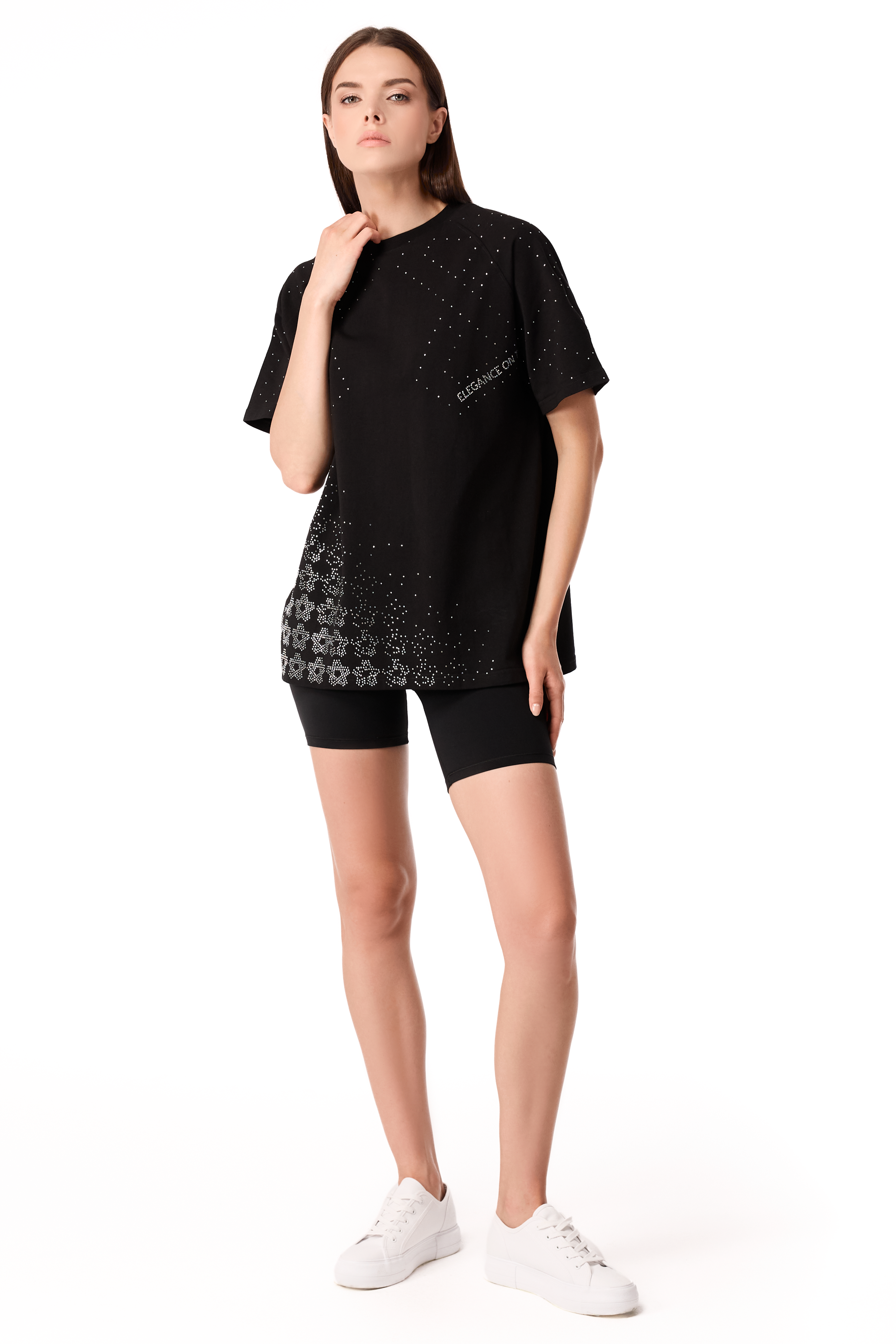 Lumina T-Shirt Black with White gems