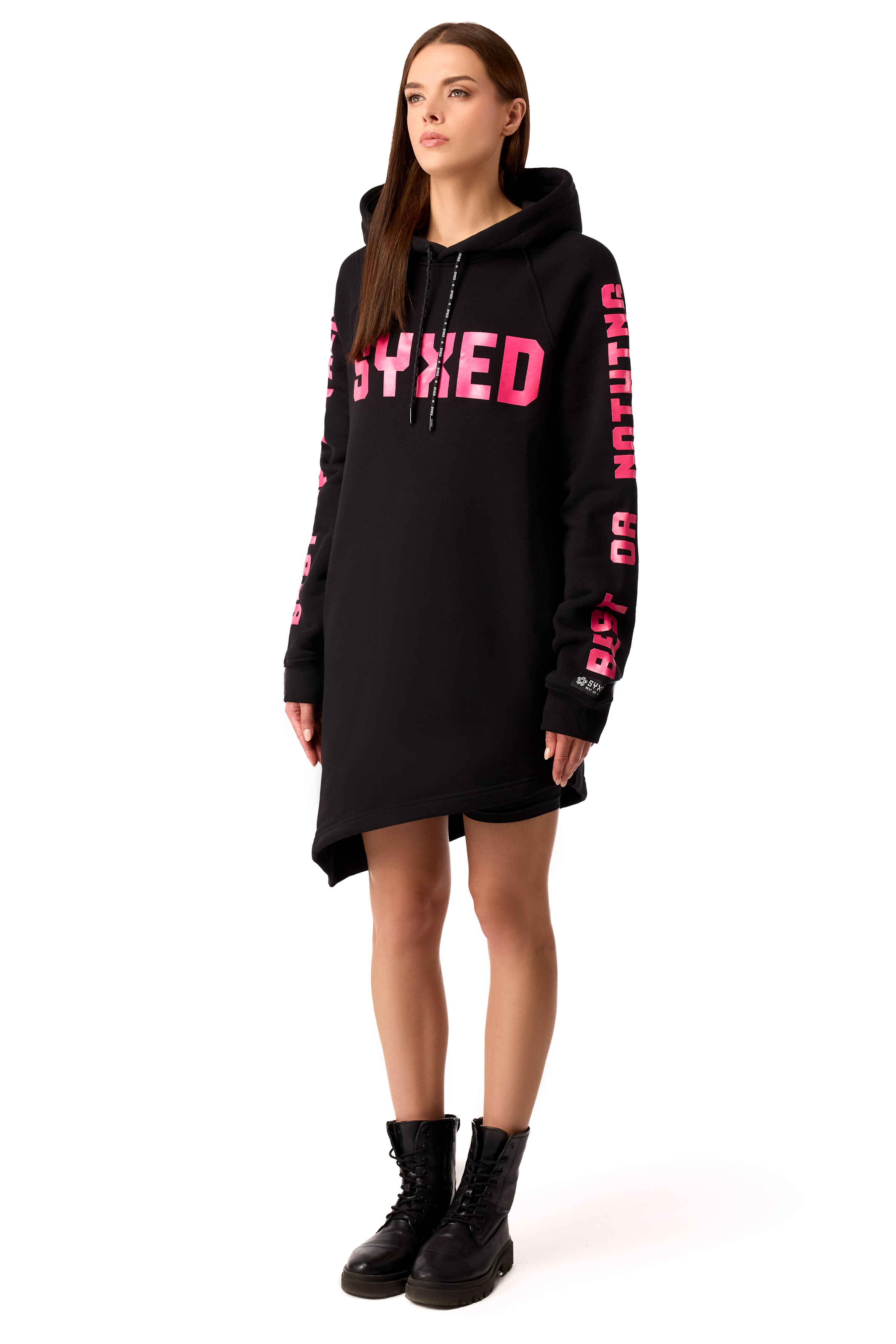 Hoodie Longcut Black Pink