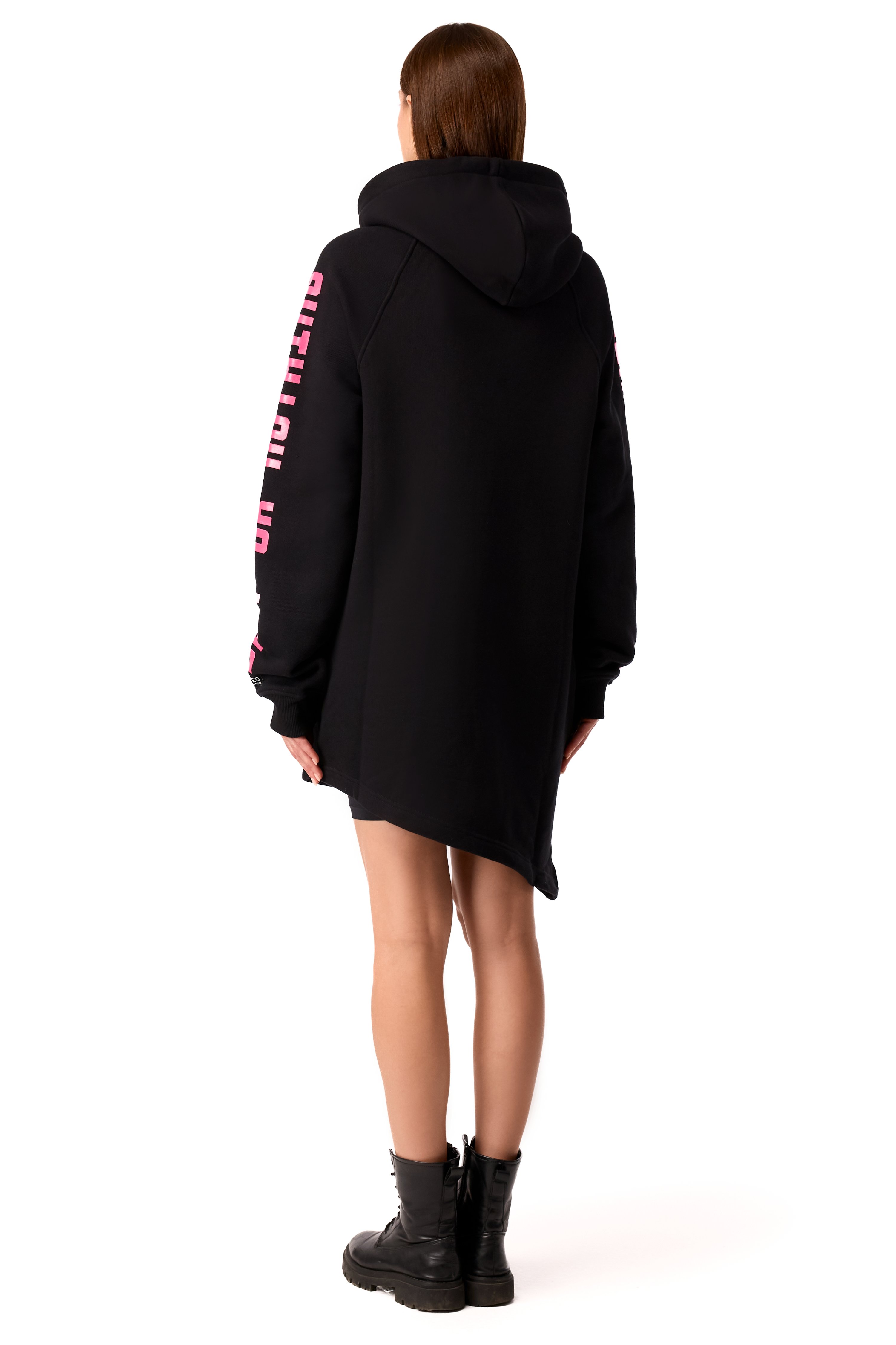 Hoodie Longcut Black Pink