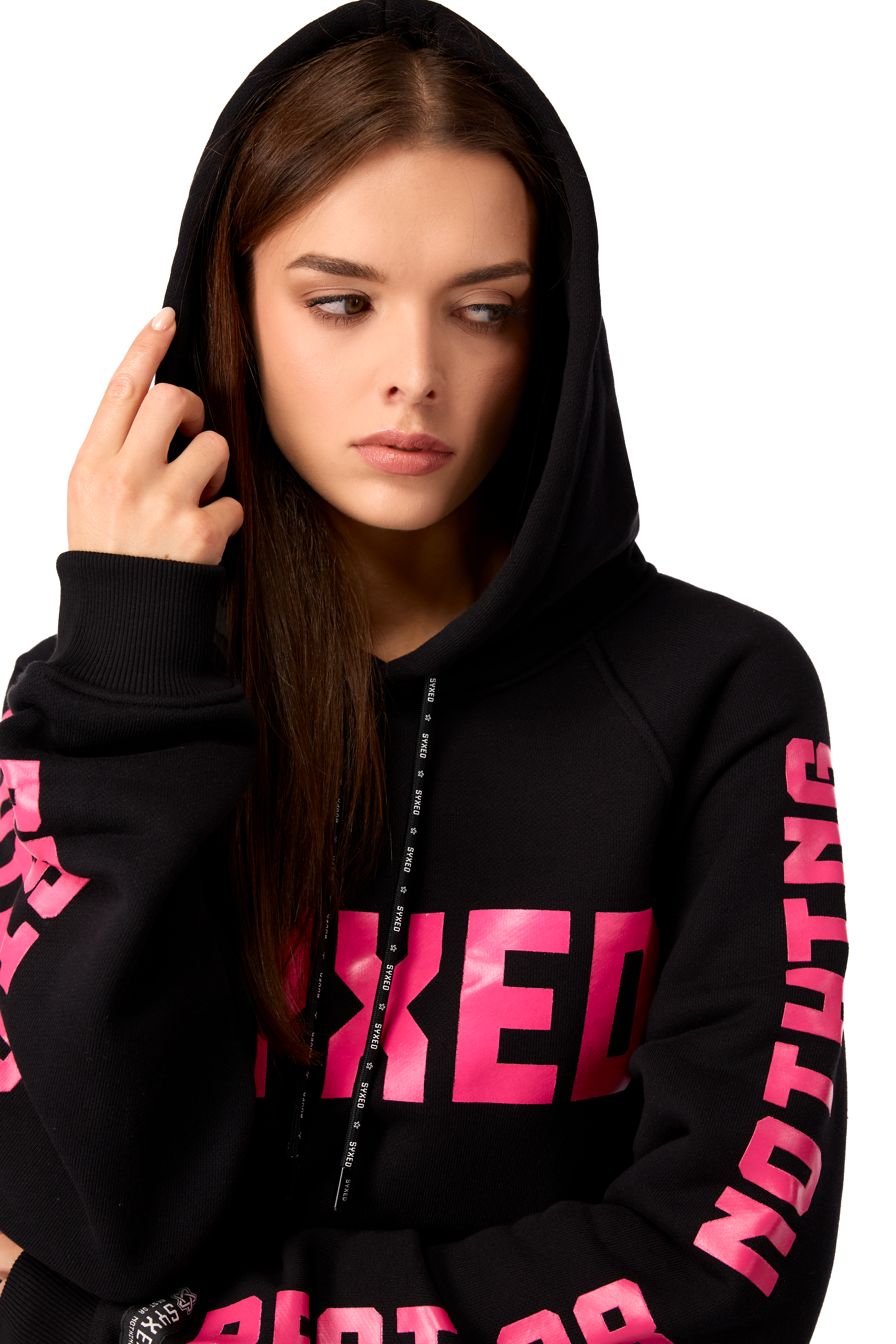 Longcut Black Hoodie Pink
