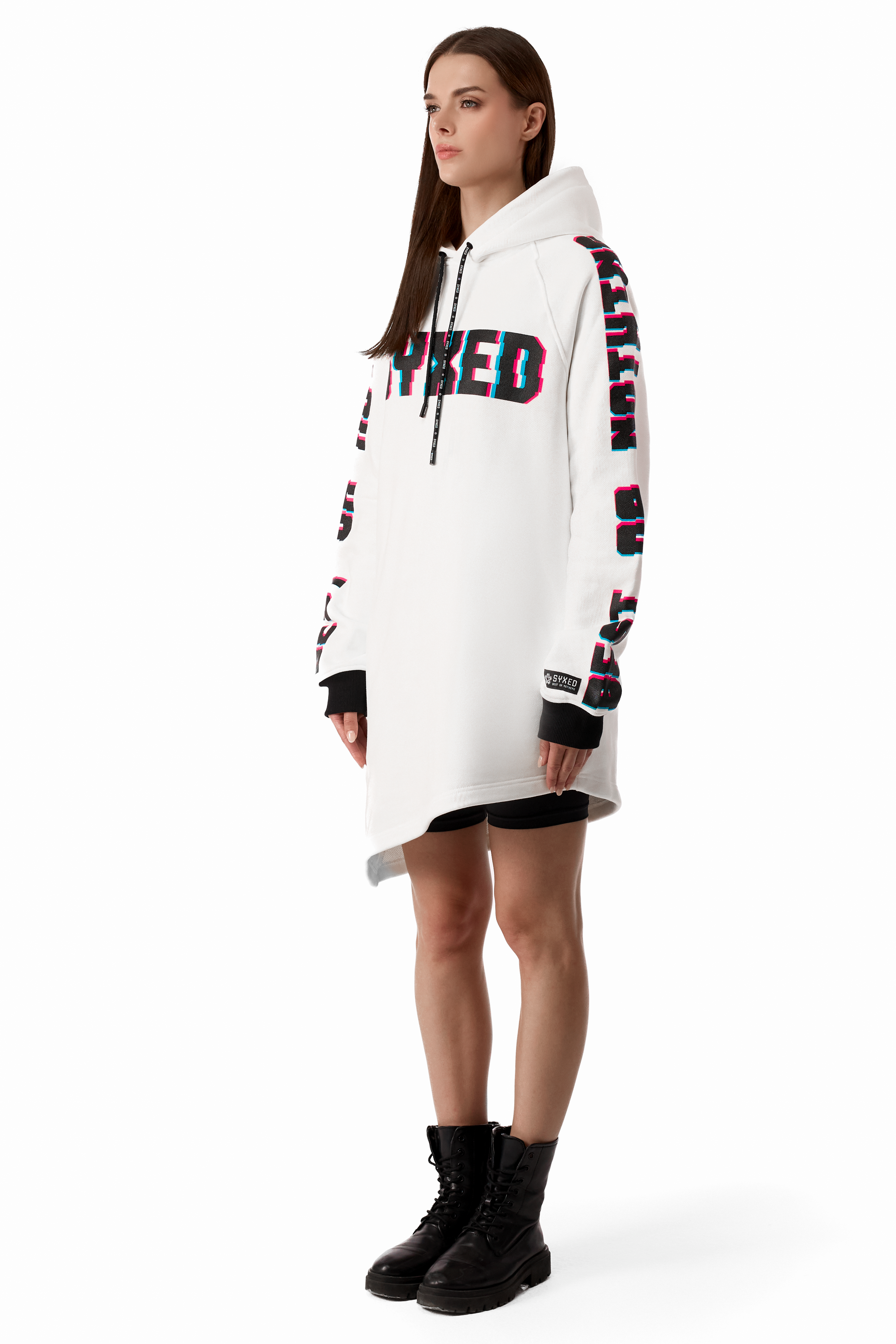 Hoodie Longcut White B&W