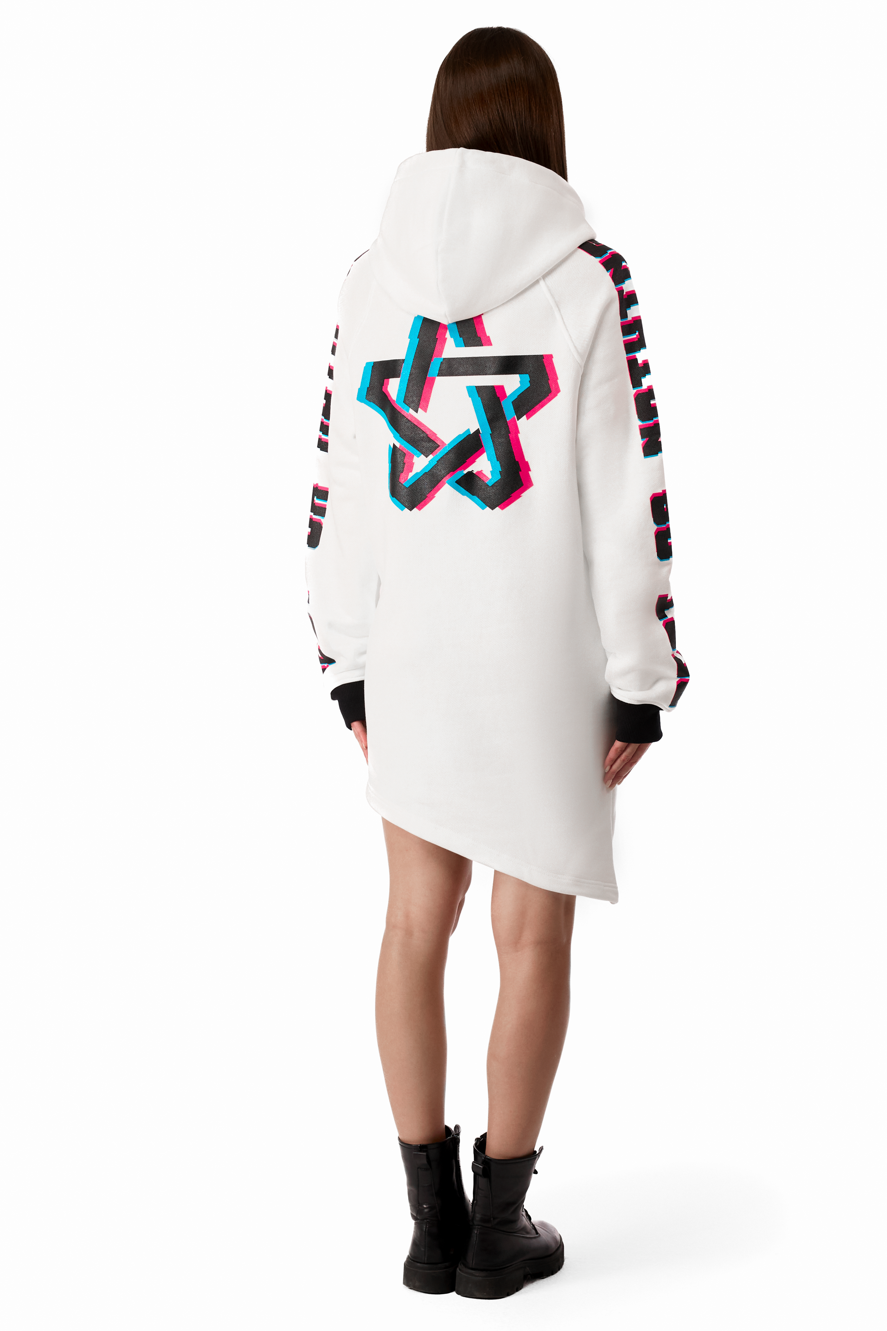 Hoodie Longcut White B&W