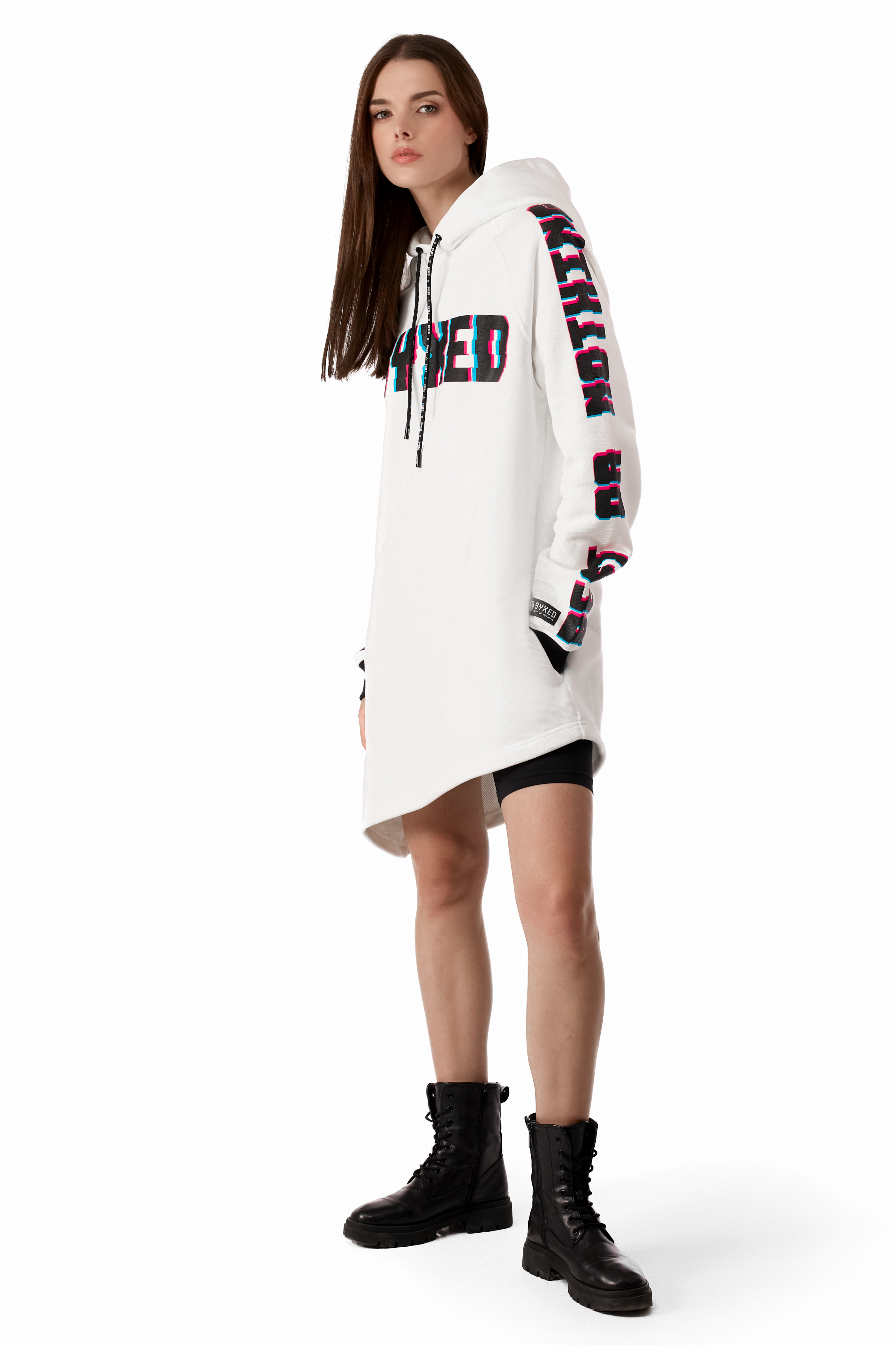 Longcut White Hoodie B&W