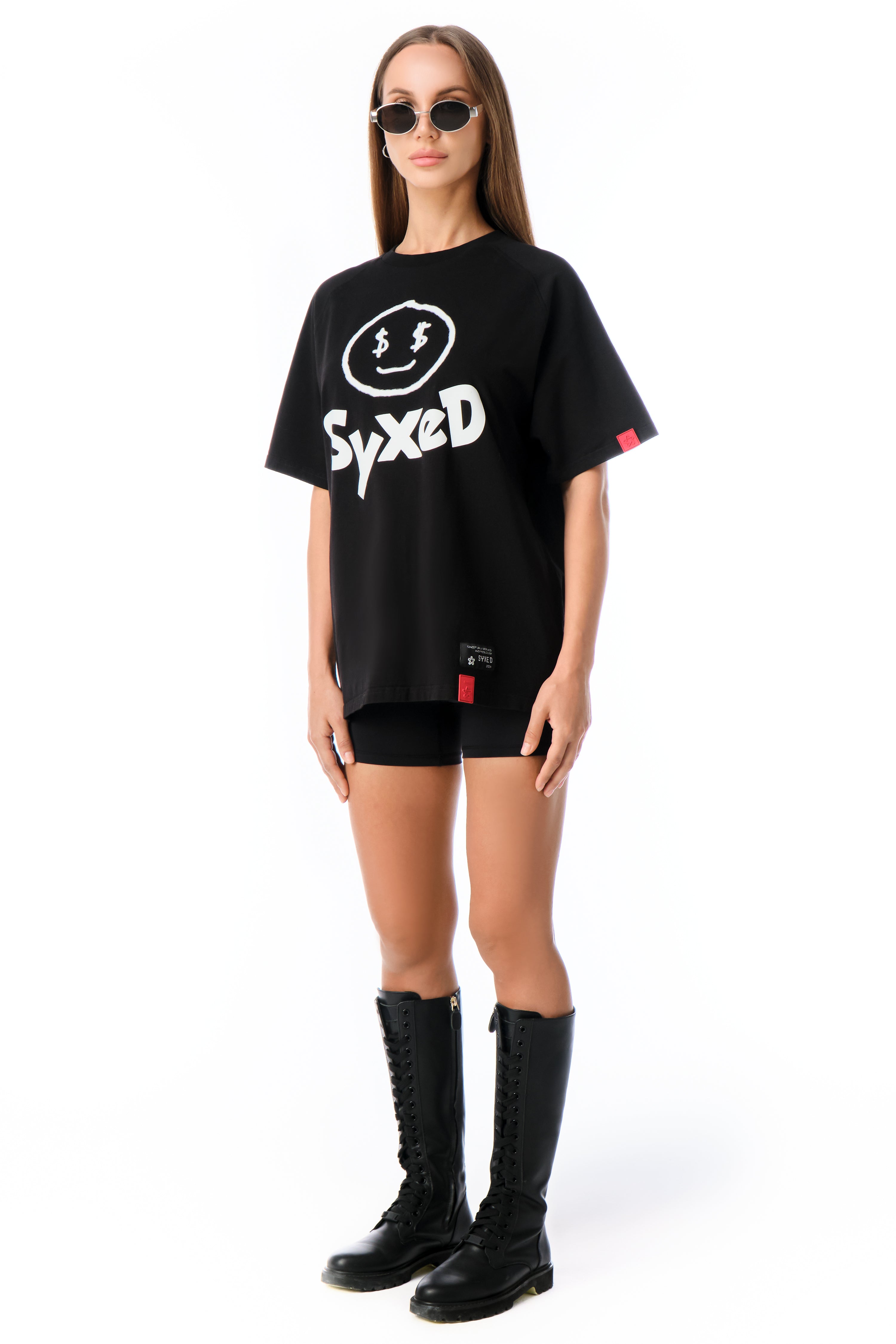 Smileey Black T-Shirt With Red Patch