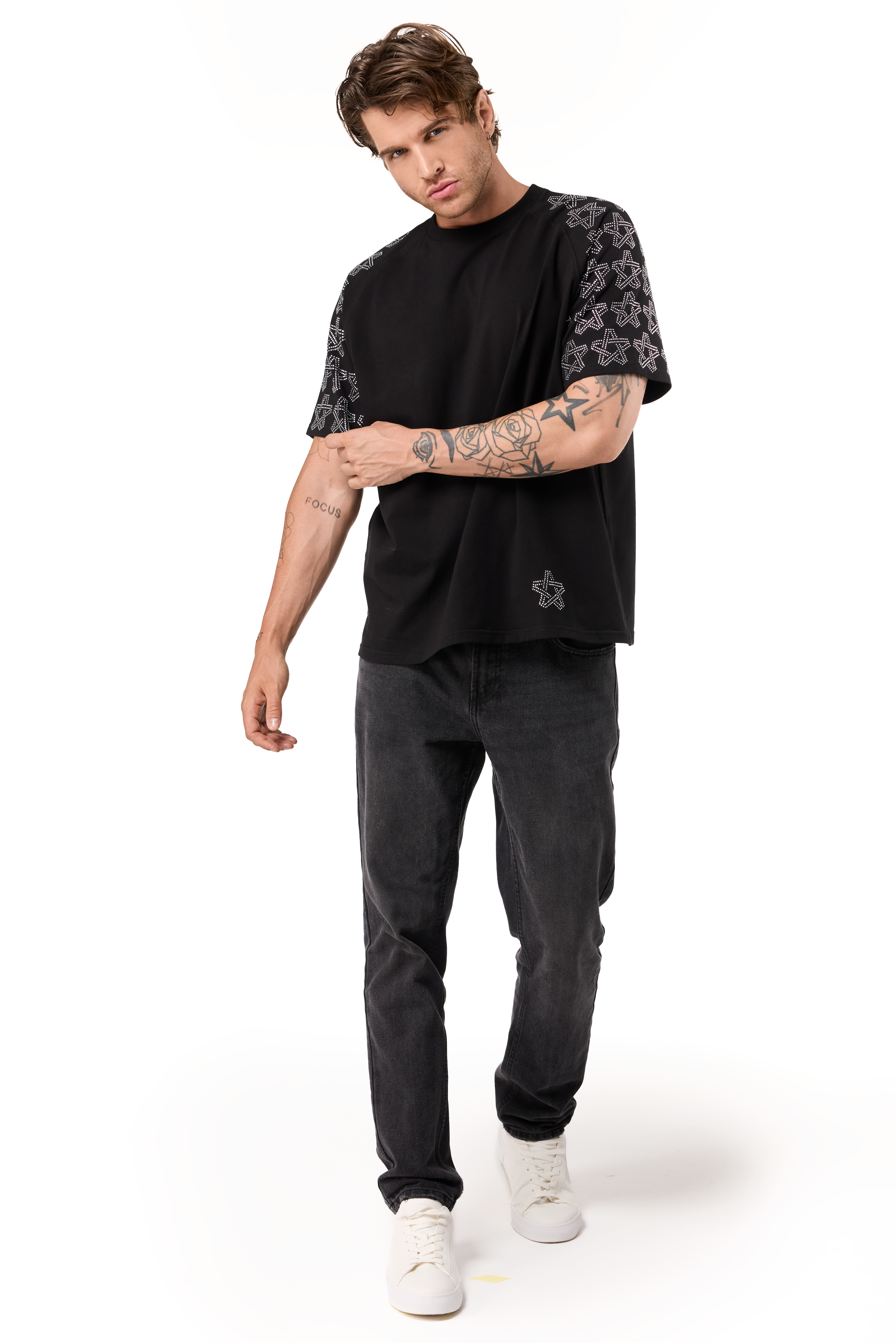 Spark T-Shirt Black with White gems