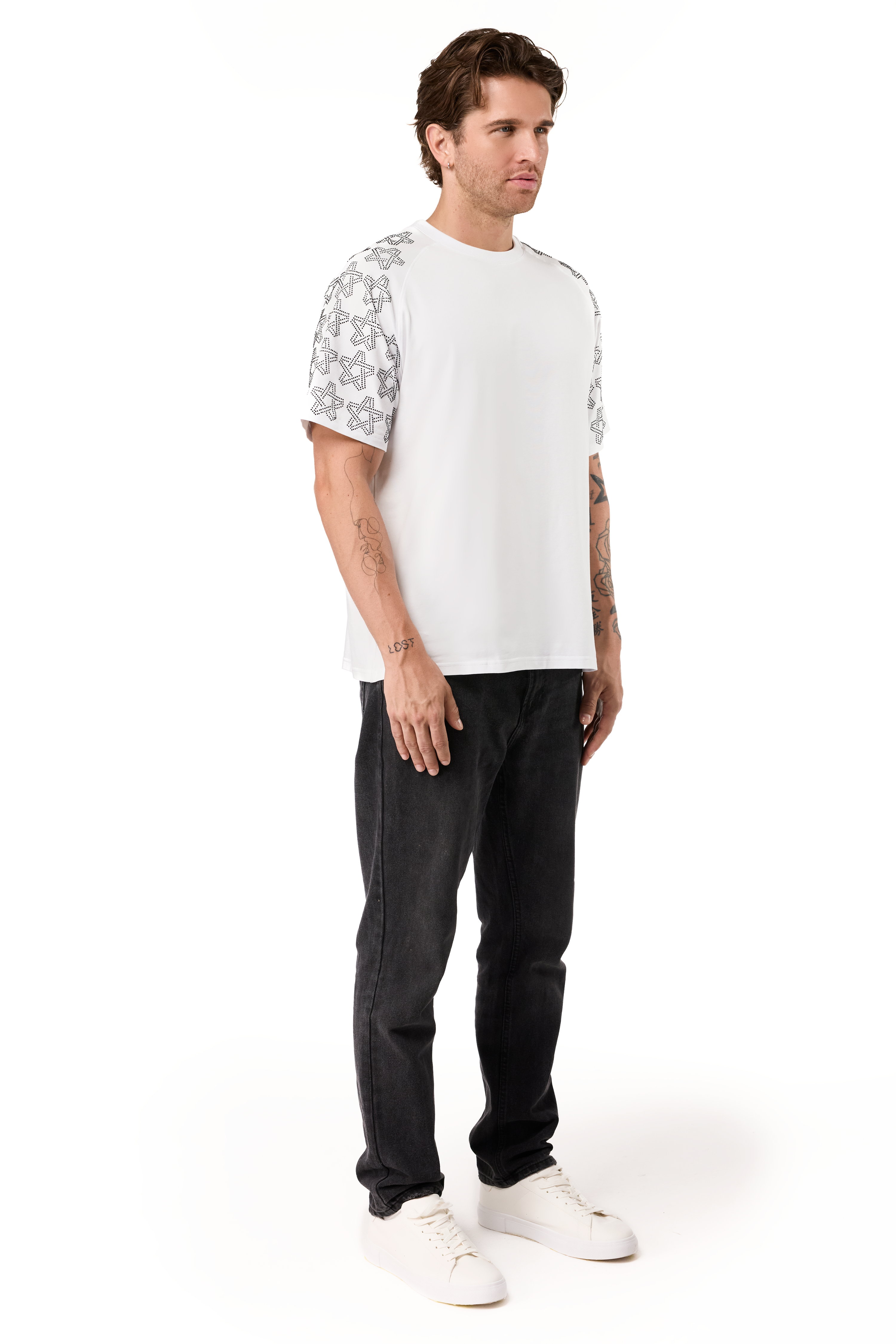 Spark T-Shirt White with Black gems