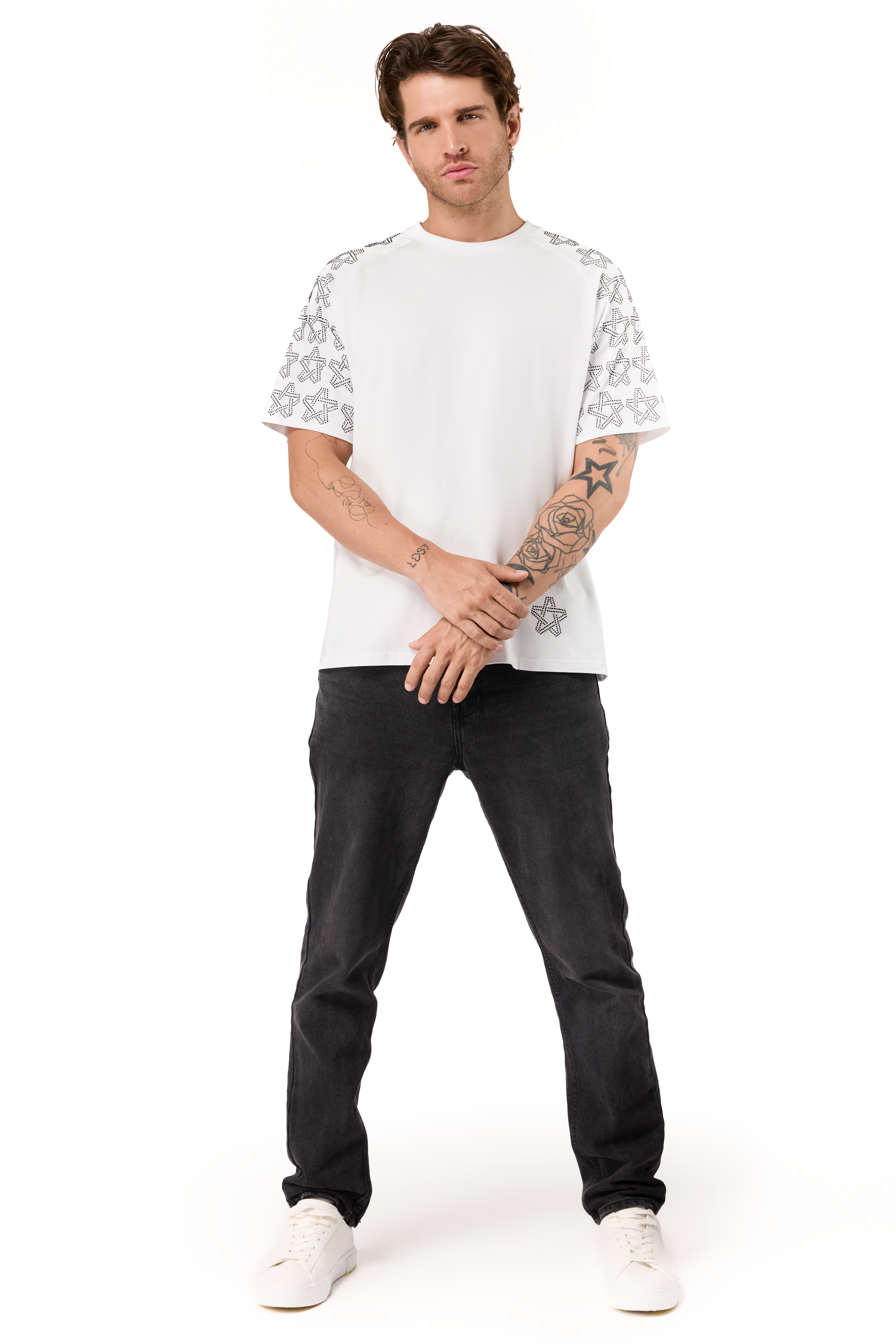 Spark T-Shirt White with Black gems