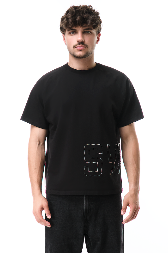 Glitz T-Shirt Black with White gems