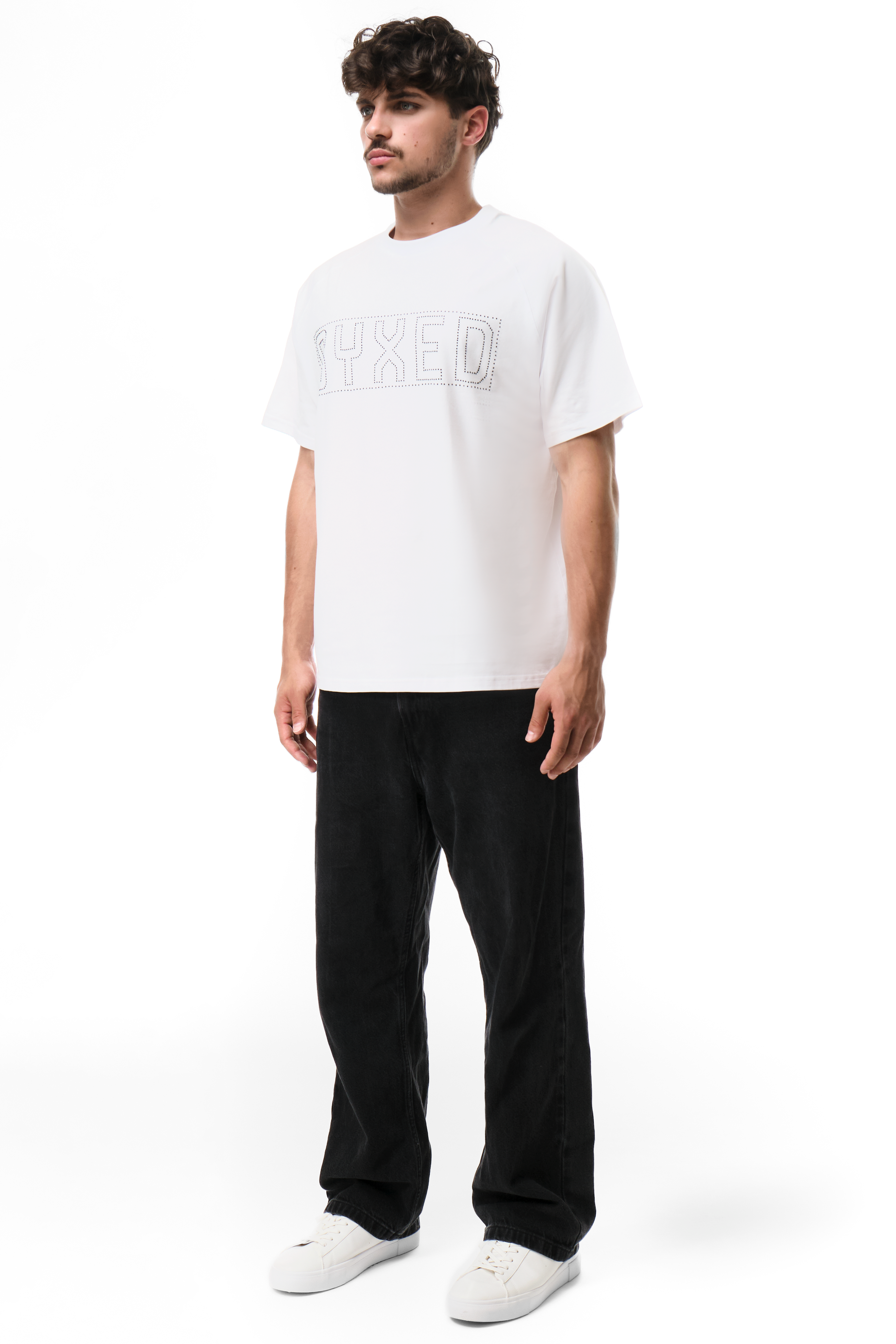 Dazzle T-Shirt White with Black gems