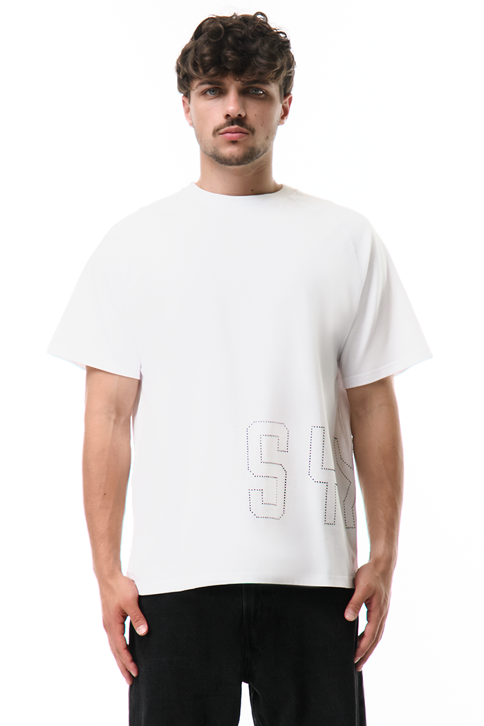 Glitz T-Shirt White with Black gems