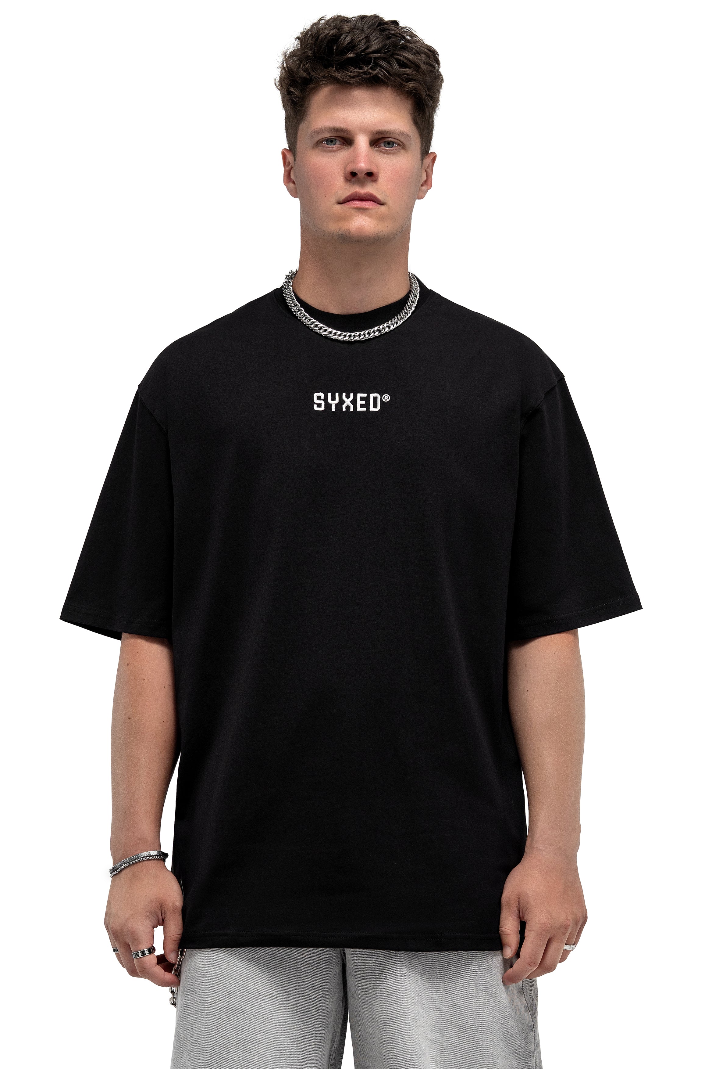 Basic T-shirt Black - Premium Stretch Cotton Streetwear Tee | SYXED