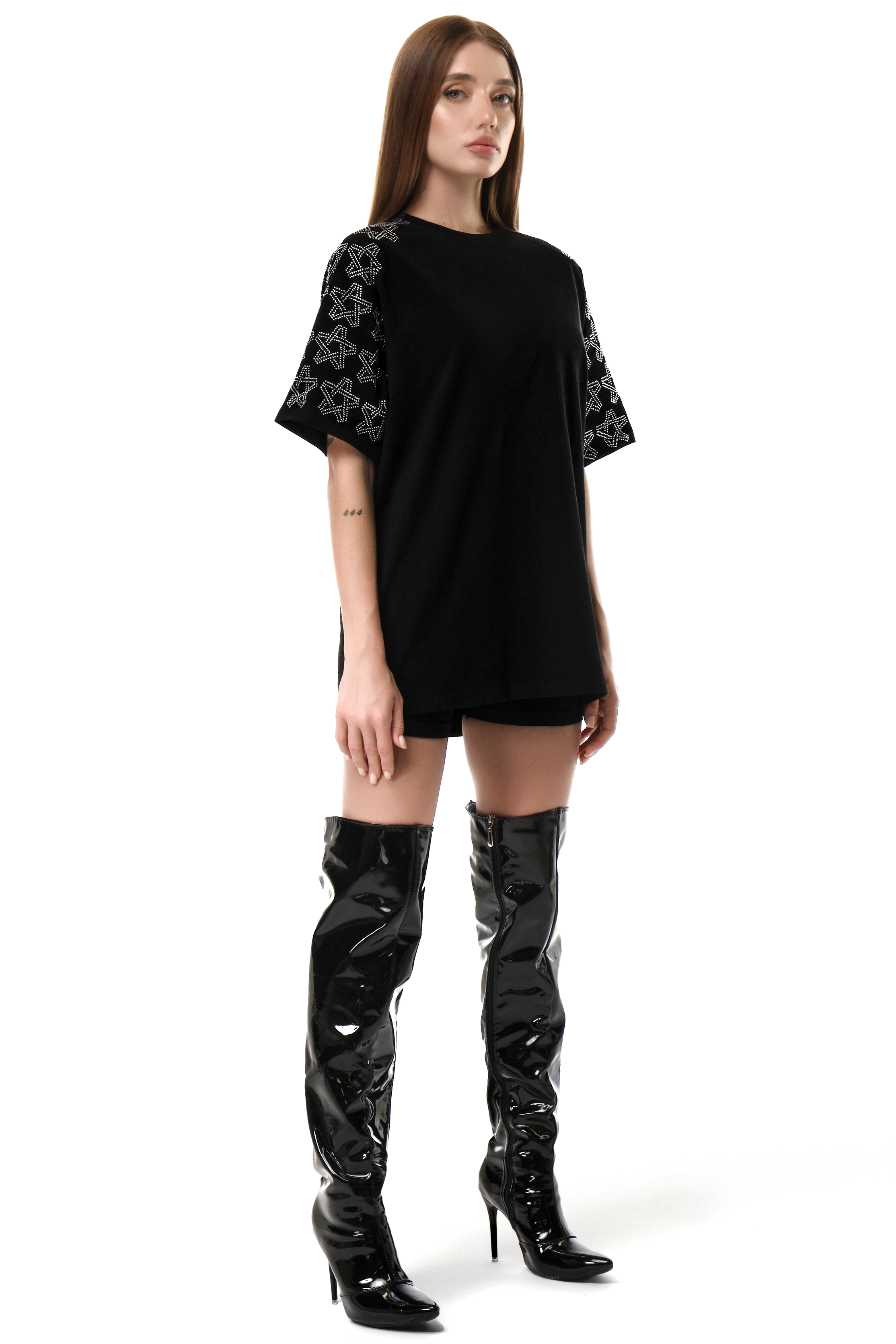 Spark T-Shirt Black with White gems