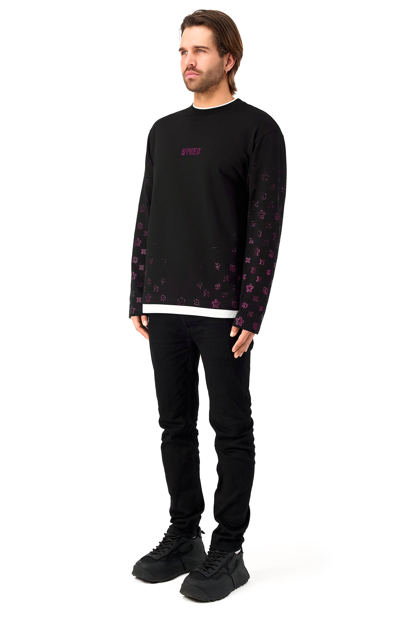 Gemstones Longsleeve Black with Red Gems