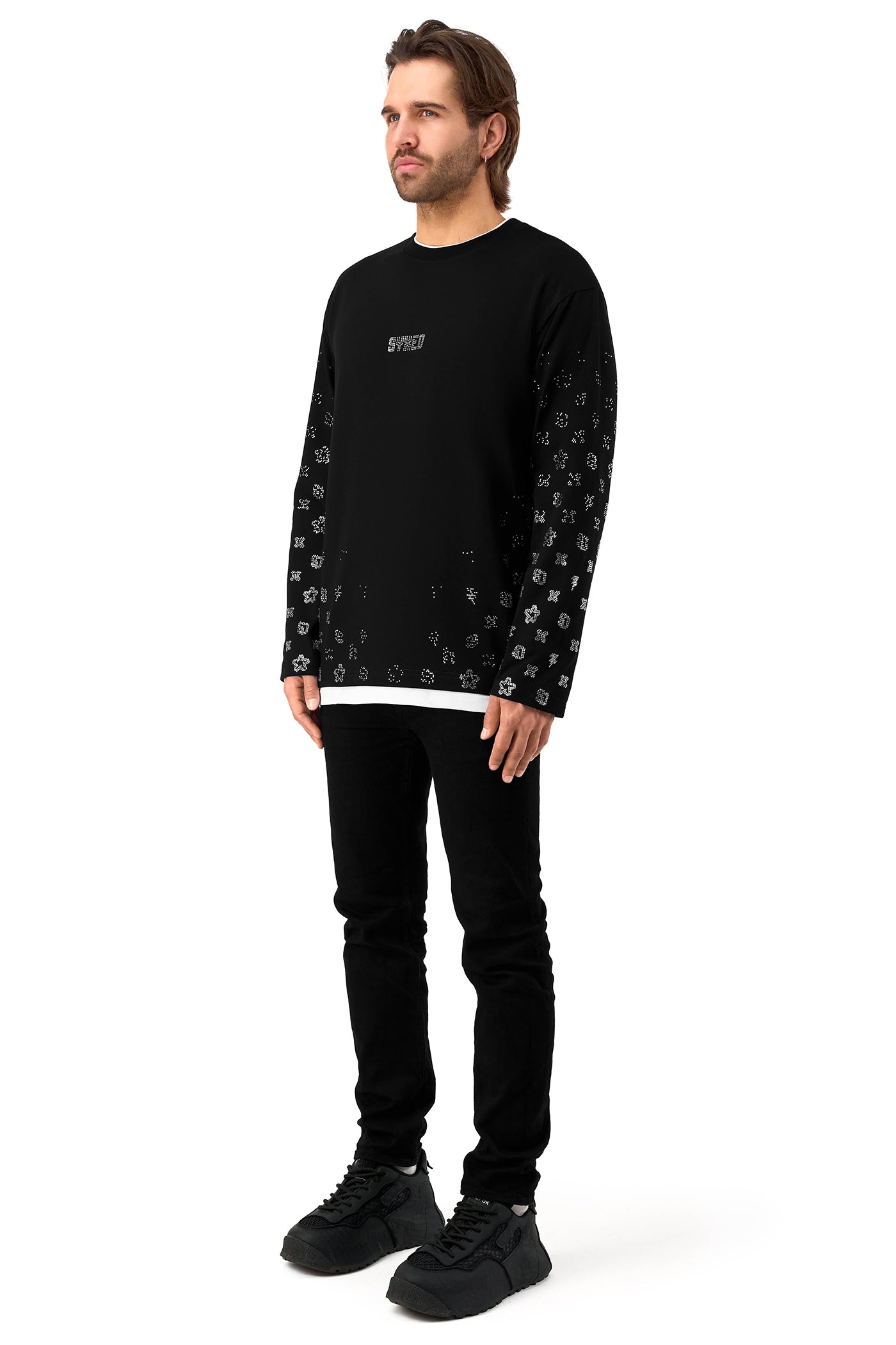 Gemstones Longsleeve Black with White Gems