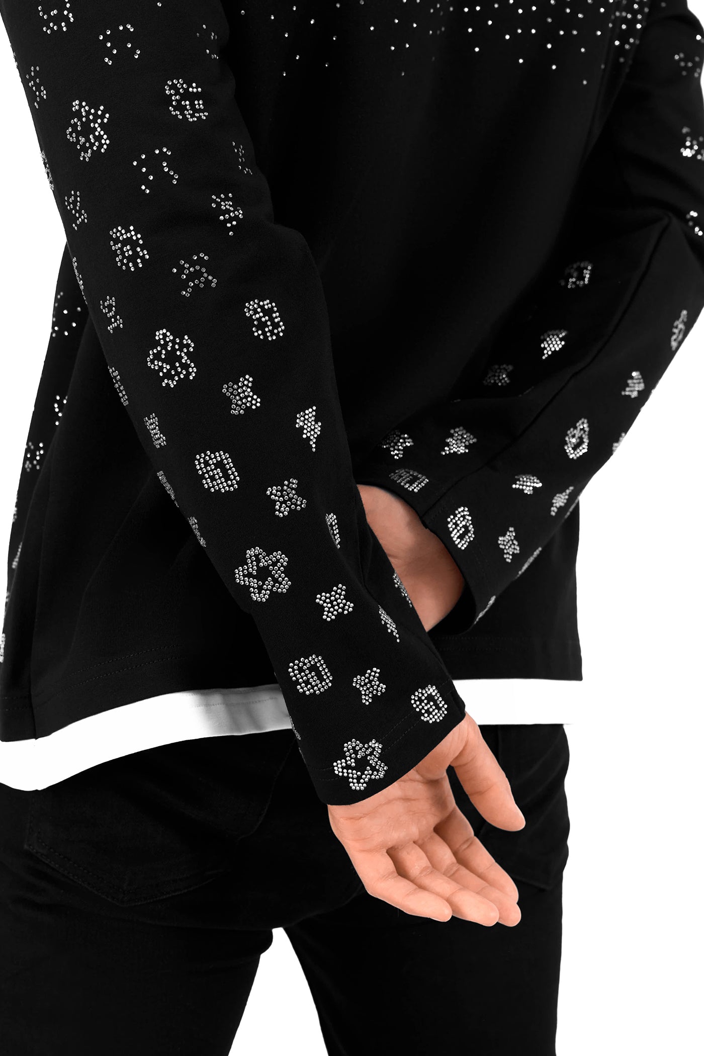 Gemstones Longsleeve Black with White Gems